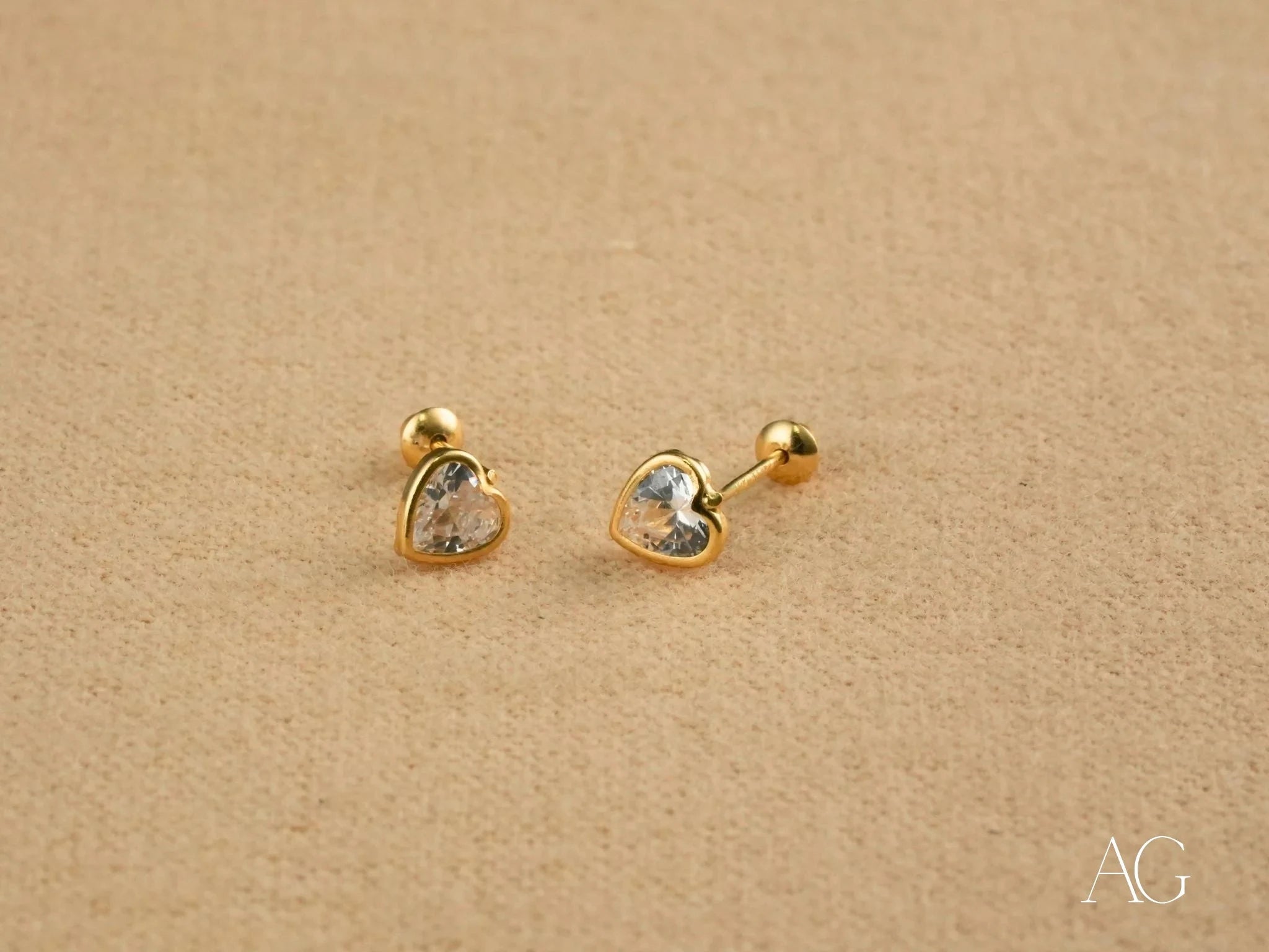 18k Gold CZ Heart Earrings - Sparkling Crystal Heart Studs for Women | Perfect for Valentine's Day, Anniversary Gifts & Romantic Occasions