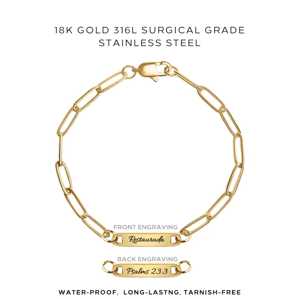 Personalized Engraved Paperclip Bracelet - Custom Name Jewelry Gift for Women - $37.00 | Perfect for Anniversaries, Birthdays & Everyday Wear