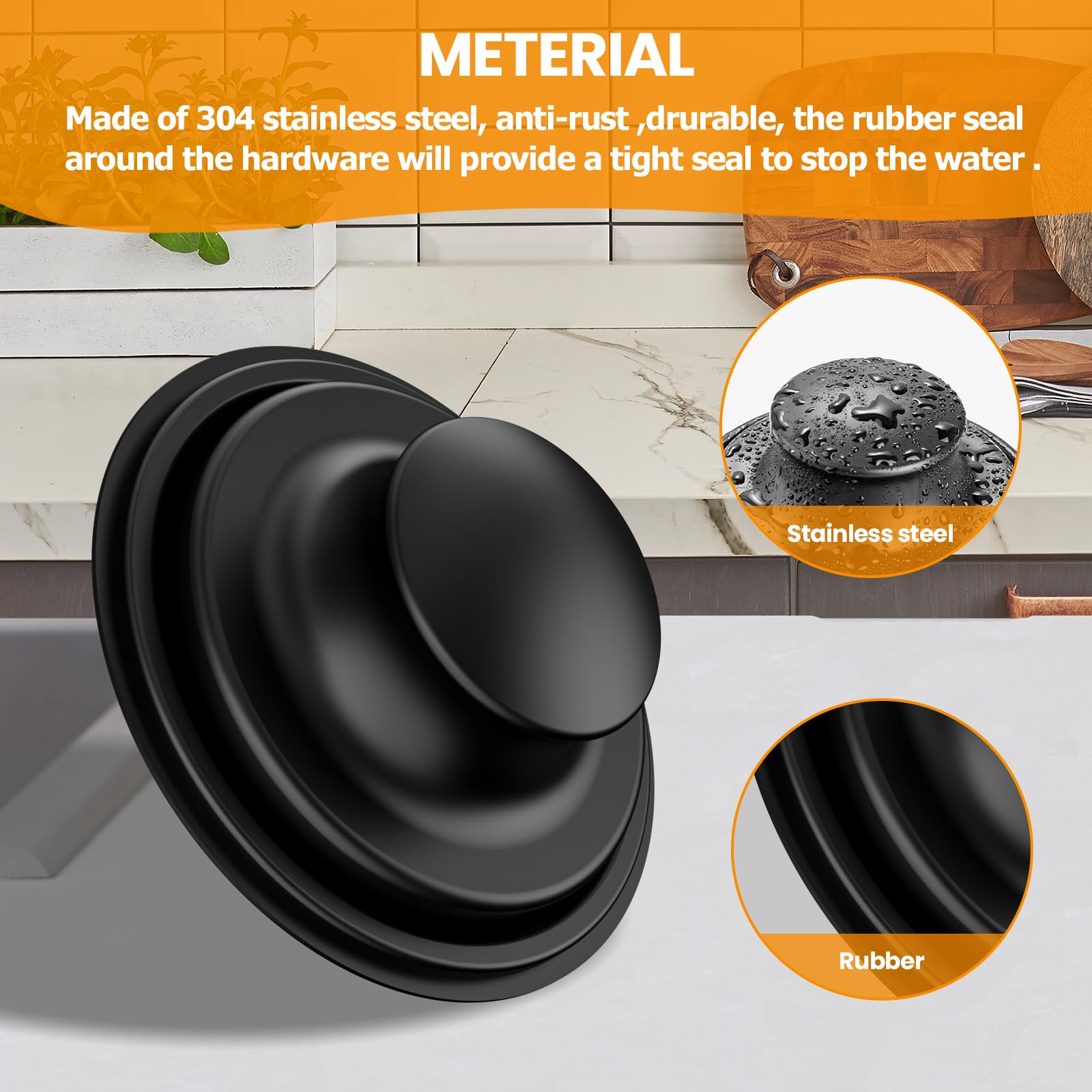 Huntorny 2-Pack Kitchen Sink Drain Strainer and Stopper Set - 3.5 Inch Garbage Disposal Compatible Drain Catcher & Protector - Perfect for Food Scraps Prevention and Easy Cleaning in Standard Kitchen Sinks
