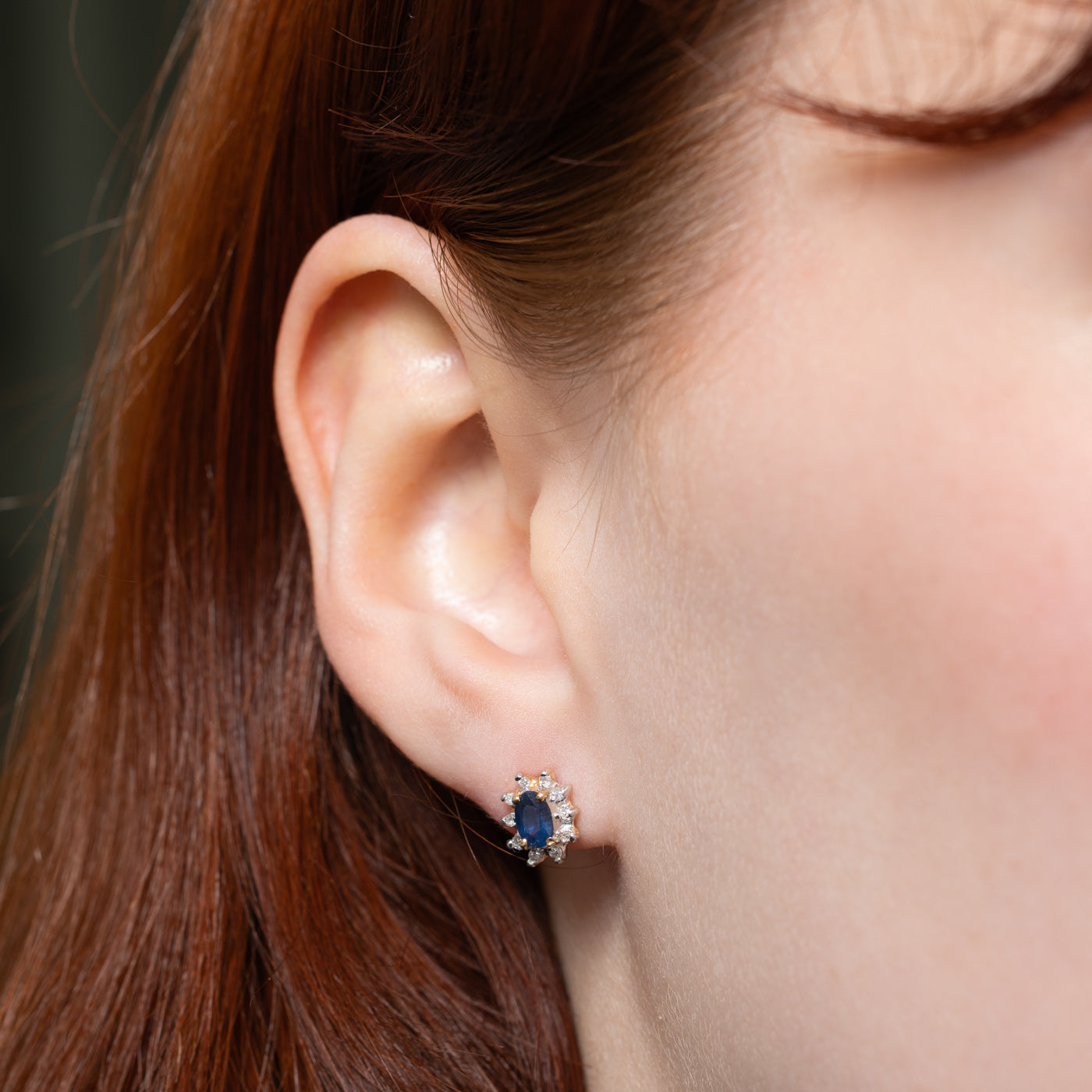 Sapphire & Diamond Petal Stud Earrings - 0.50ctw Total Weight, 0.10ctw Diamond | Elegant Blue Gemstone Jewelry for Women | Perfect for Weddings, Anniversaries & Special Occasions