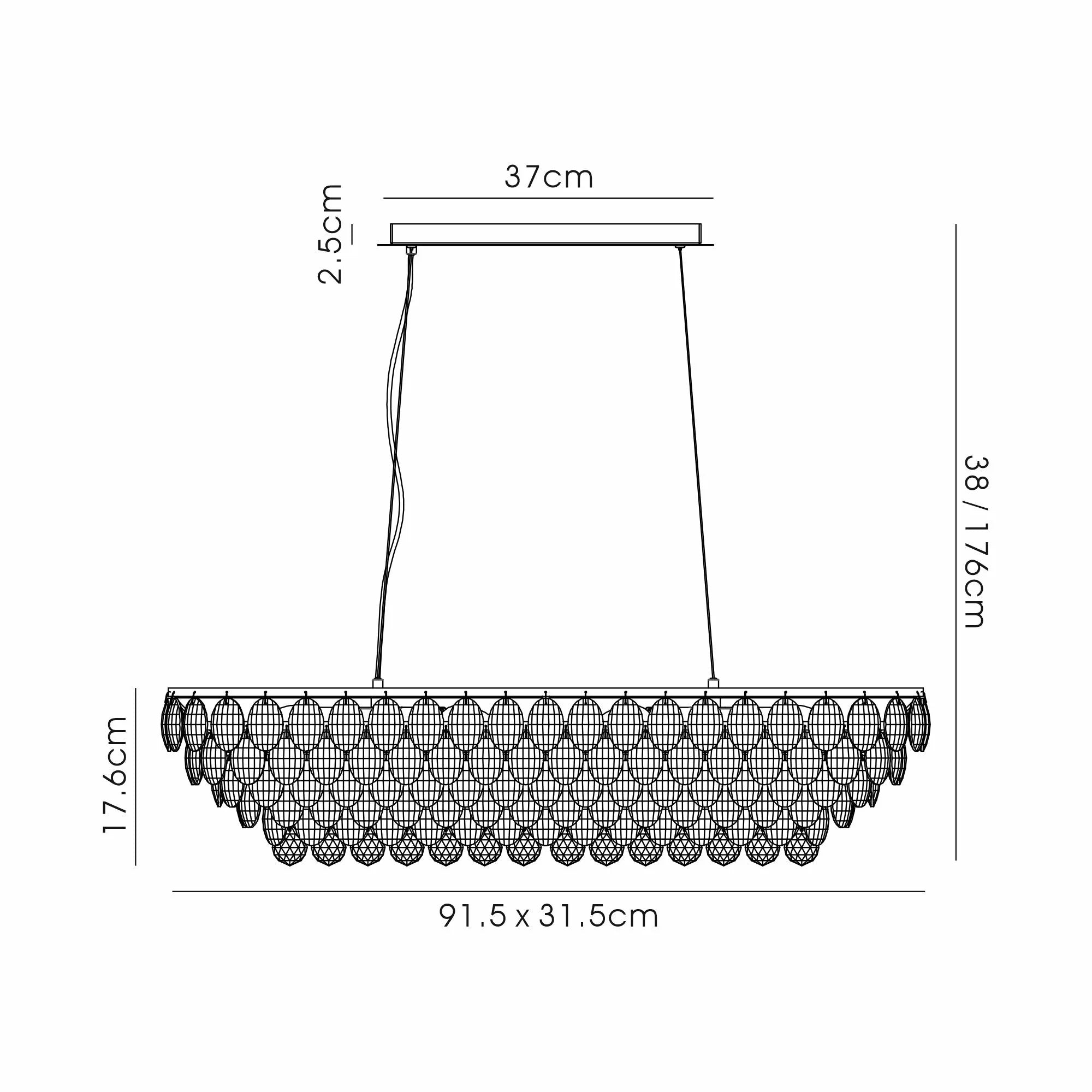 Consten Linear Pendant E14 LED Light Fixture - Modern Minimalist Hanging Light for Kitchen Island, Dining Room & Bedroom Lighting