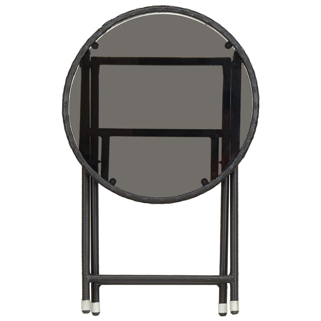 3-Piece Outdoor Bistro Set - Black Poly Rattan Patio Furniture with Tempered Glass Table - Perfect for Garden, Backyard, Poolside & Balcony Dining