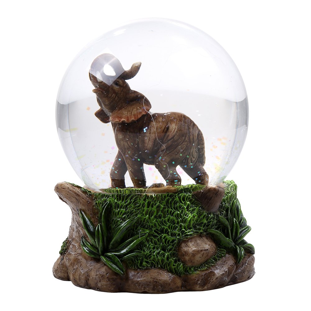Wildlife Elephant Zoo Animal Water Globe Collectible Ball - Unique Home Decor, Gift Idea for Nature Lovers, Perfect for Living Room, Office, or Nursery
