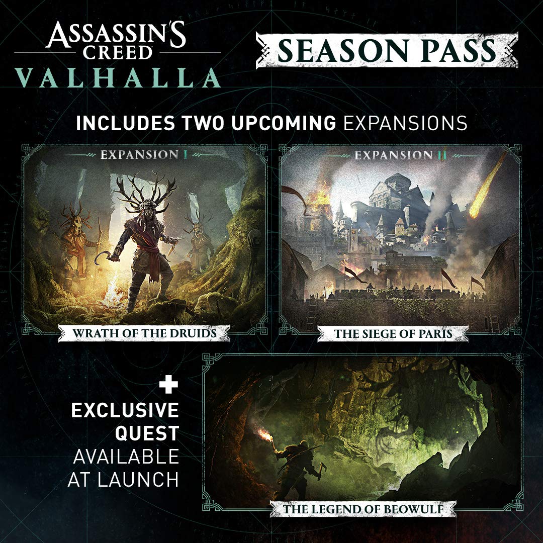 Buy Assassin's Creed Valhalla Season Pass Digital Code for Xbox Series X|S & Xbox One - DLC Expansion Pack with New Quests & Rewards | Perfect for Viking Adventure Game Lovers