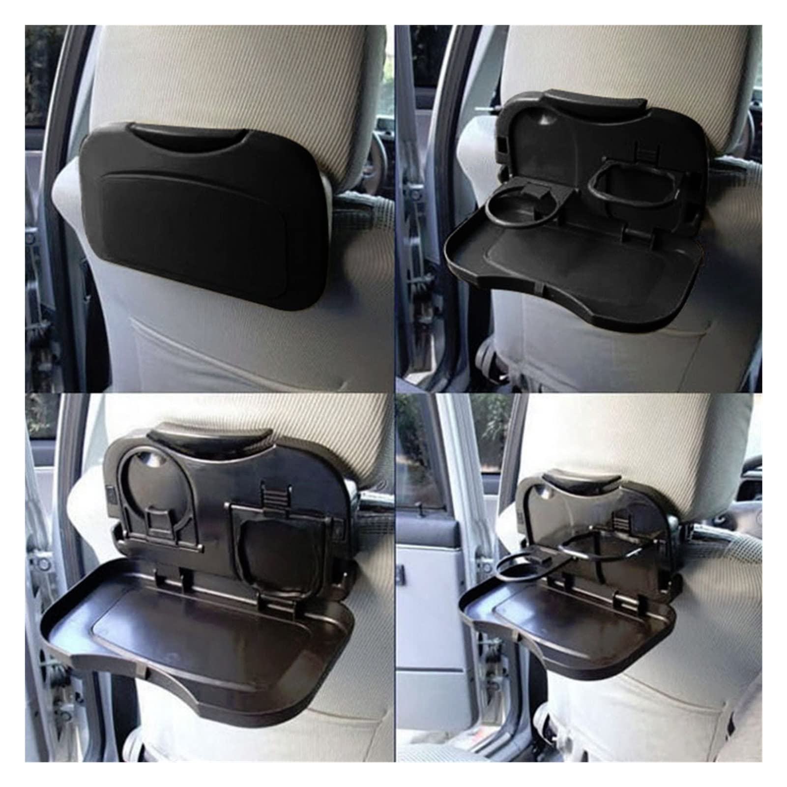 LAErper Car Table - Foldable Back Seat Tray with Cup Holder for Food & Drinks - Durable Car Dining Organizer for Road Trips, Travel & Kids Snacks