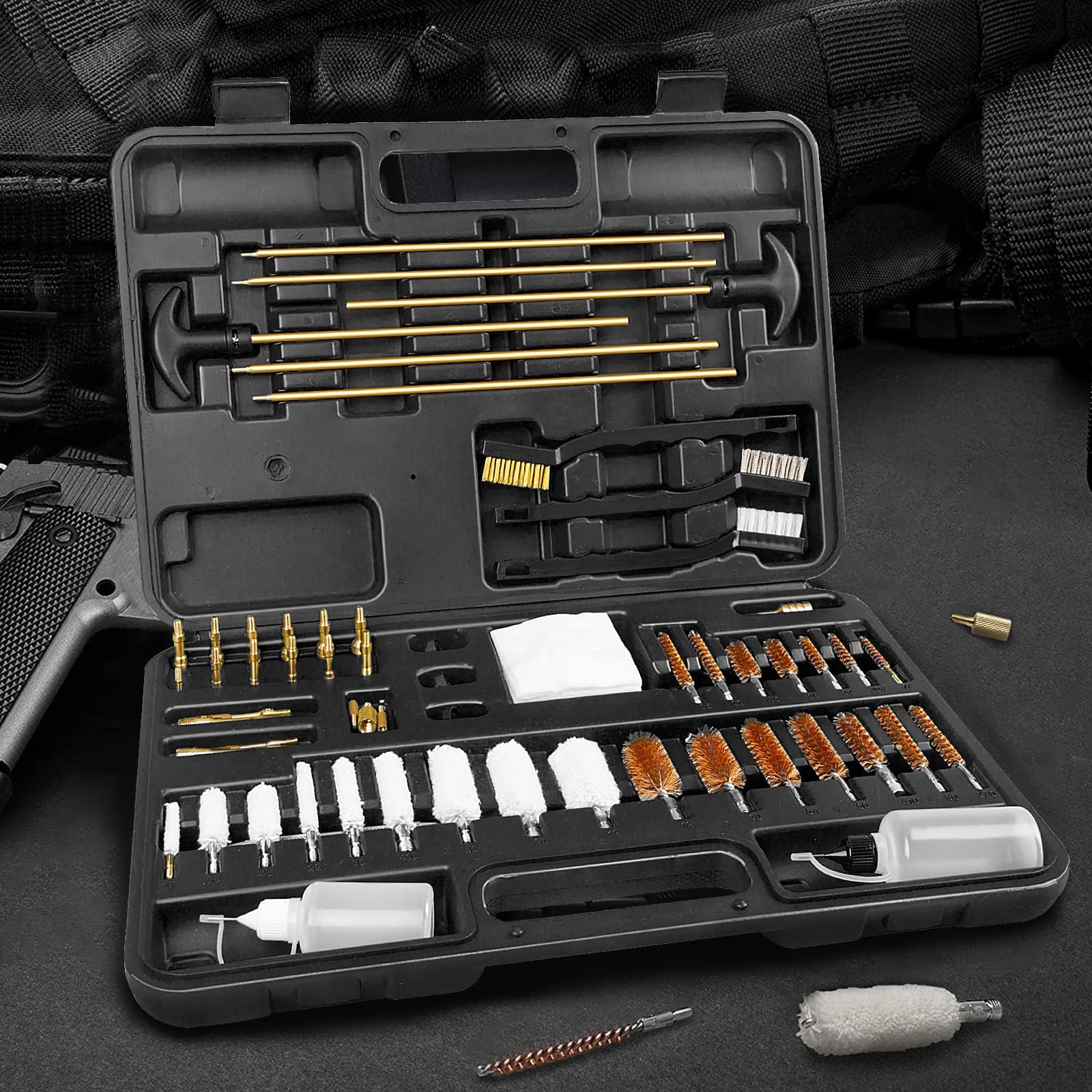 Premium Gun Cleaning Kit for Rifle, Pistol, Shotgun & Handgun - Universal Gun Cleaning Kit with Case & Brushes for All Calibers | Perfect for Hunting, Shooting Range & Firearm Maintenance