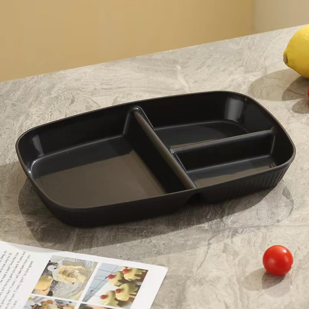 10.5 Inch Divided Plates for Kids & Adults - 3-Compartment Wheat Straw Portion Control Plates | Bariatric, Unbreakable, BPA-Free & Reusable (Grey, 4-Pack) - Perfect for Meal Prep, Portion Control & Family Dinners