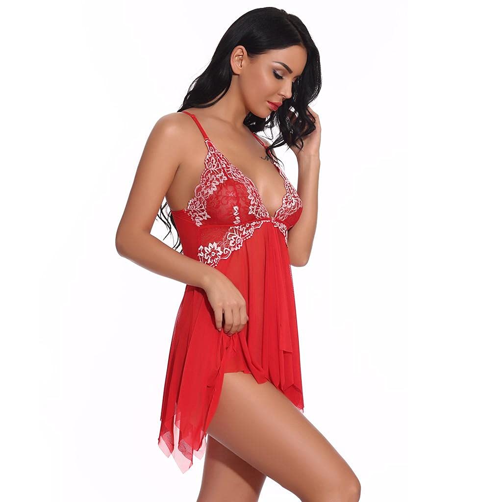 Masbird Women's Sexy Lace Babydoll Lingerie Set - Plus Size Naughty Nightwear for Valentine's & Romantic Nights - Perfect for Boudoir Photography & Special Occasions