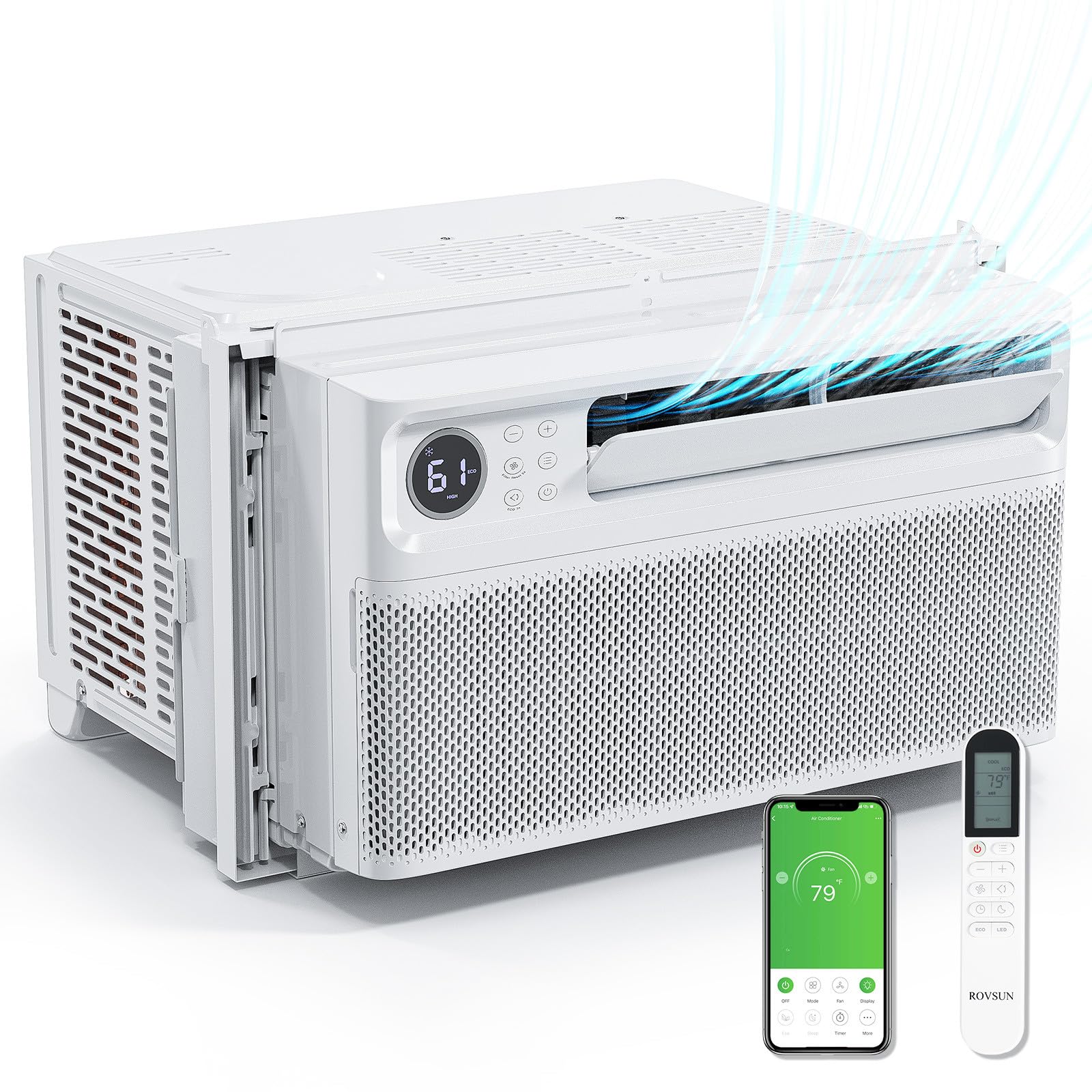 Bonnlo 8000 BTU Smart WiFi Window Air Conditioner with Inverter Technology - Energy Efficient Cooling for Small Rooms (115V/60Hz) - APP & Voice Control, Timer, Easy Installation with Pre-Installed Side Panels - Perfect for Bedrooms, Home Offices & Apartments