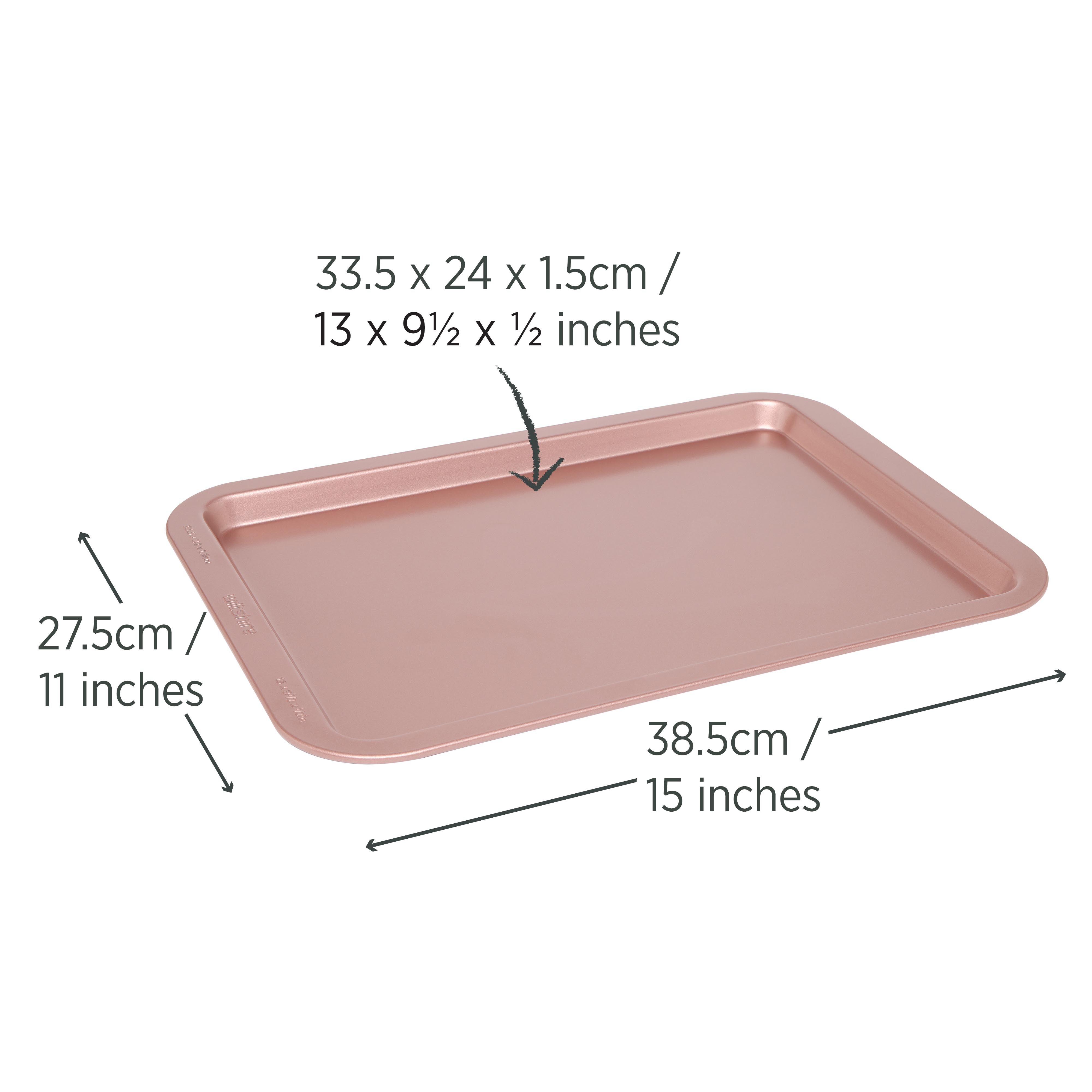 Premium Rose Gold Cookie Sheet - 33.5cm Non-Stick Baking Pan for Cookies, Pizza & Pastries | Perfect for Home Baking, Parties & Holiday Treats