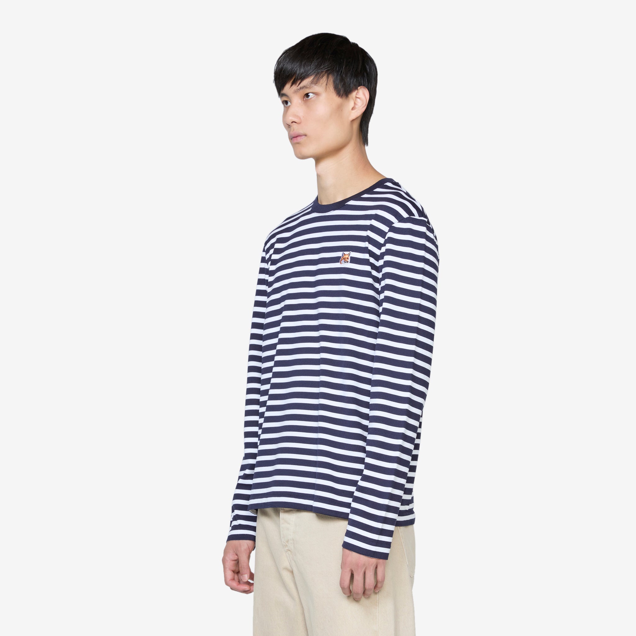 Fox Head Patch Regular Marin T-Shirt Navy Stripes - Comfortable Cotton Tee for Men, Casual Wear & Outdoor Activities