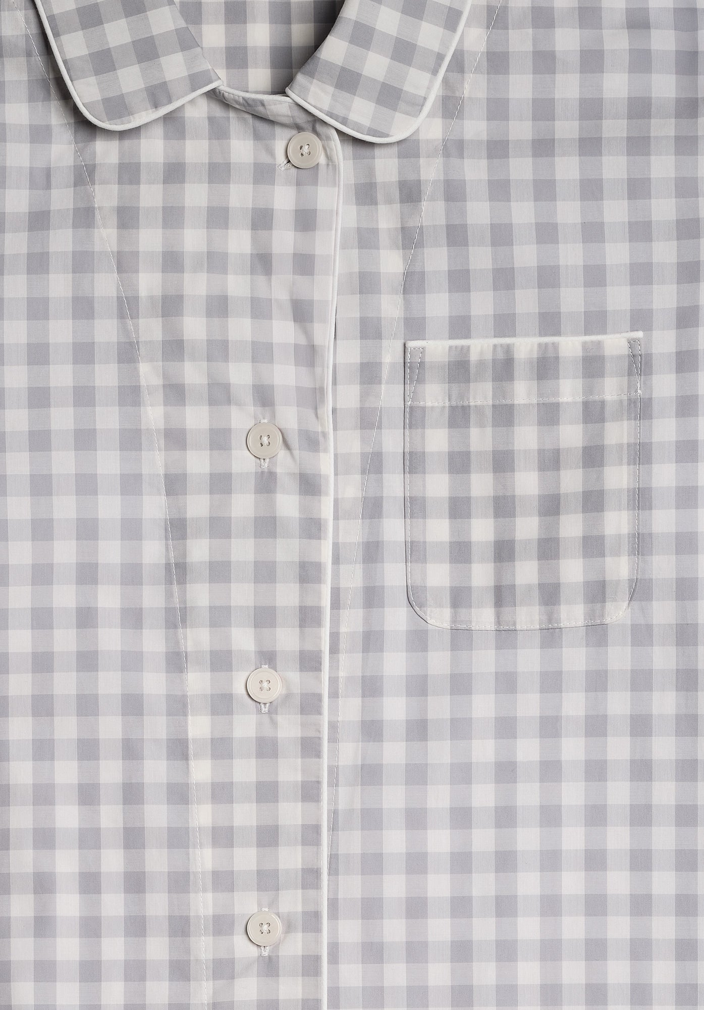 Bishop Pajama Set for Men - Soft Cotton Sleepwear, Large Size, Grey Gingham Pattern - Perfect for Lounging, Sleeping & Relaxing at Home