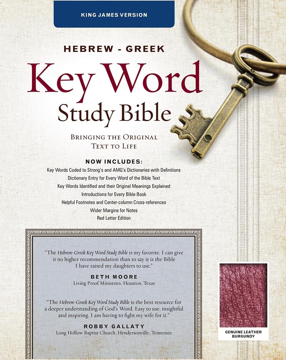 KJV Hebrew-Greek Key Word Study Bible - Burgundy Genuine Leather Thumb-Indexed Edition | Bible Study Tool for Pastors, Scholars & Serious Students | Perfect for Sermon Preparation & Biblical Research