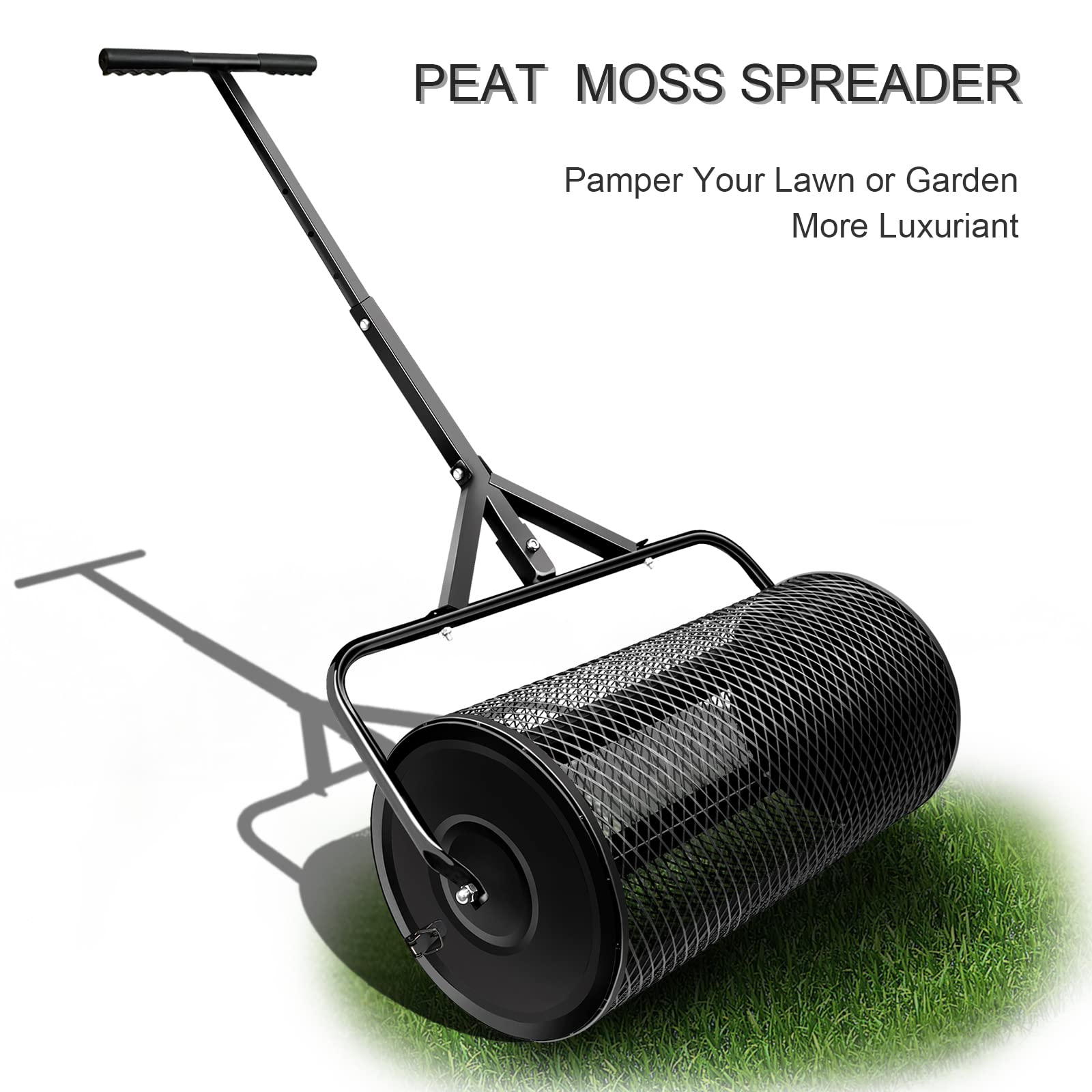 24 Inch Heavy Duty Compost Spreader for Lawn, Garden & Yard - Upgraded Hook Handle, Lightweight & Durable for Planting & Seeding (Black, 27 Inch, Y-Style) | Perfect for Fertilizing, Mulching & Soil Amendment