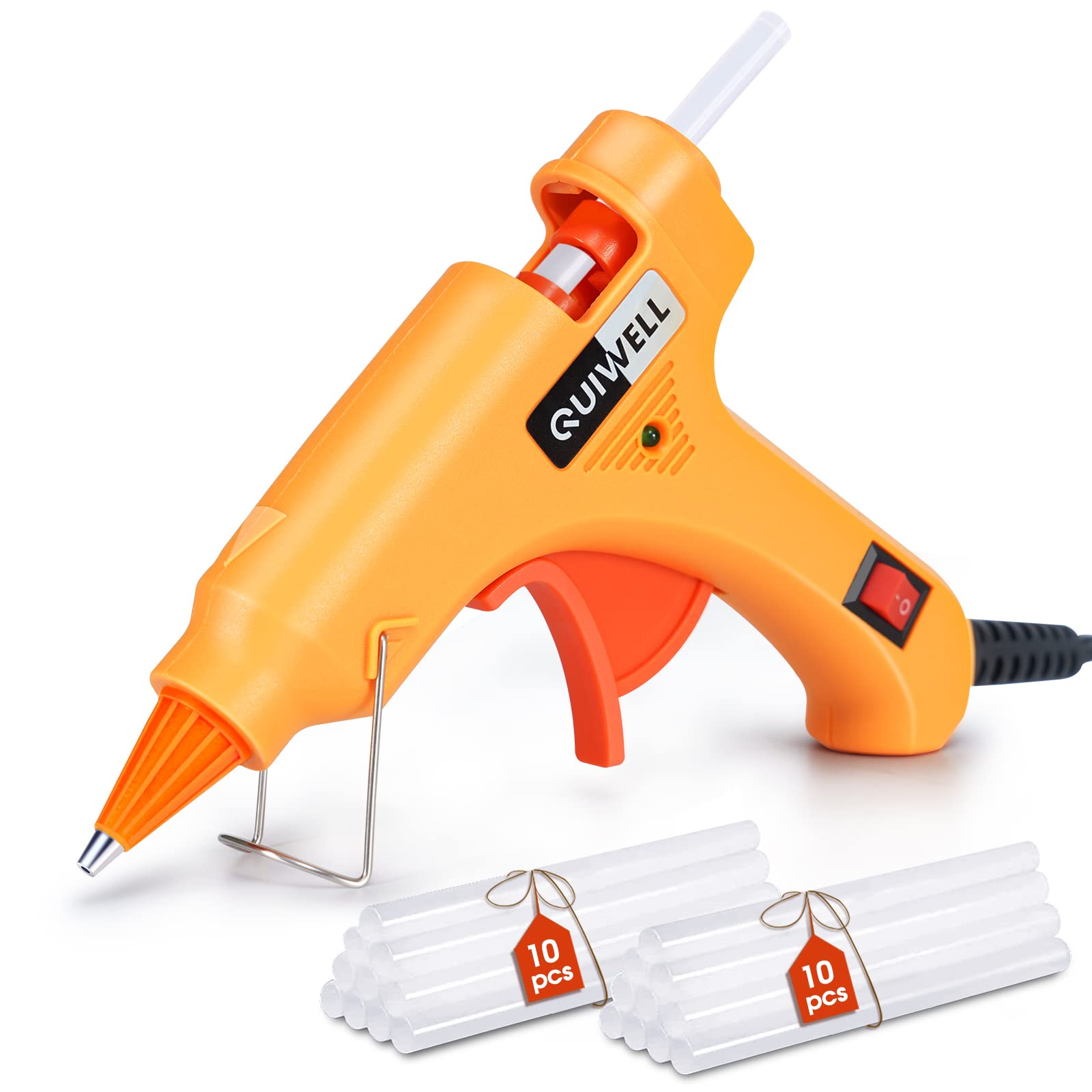 QUIWELL Mini Hot Glue Gun Kit with 20 Glue Sticks - Fast Heating Craft Glue Gun for DIY Projects, School Crafts, Home Repairs & Holiday Decorations - Perfect for Arts, Scrapbooking, Jewelry Making and Quick Fixes