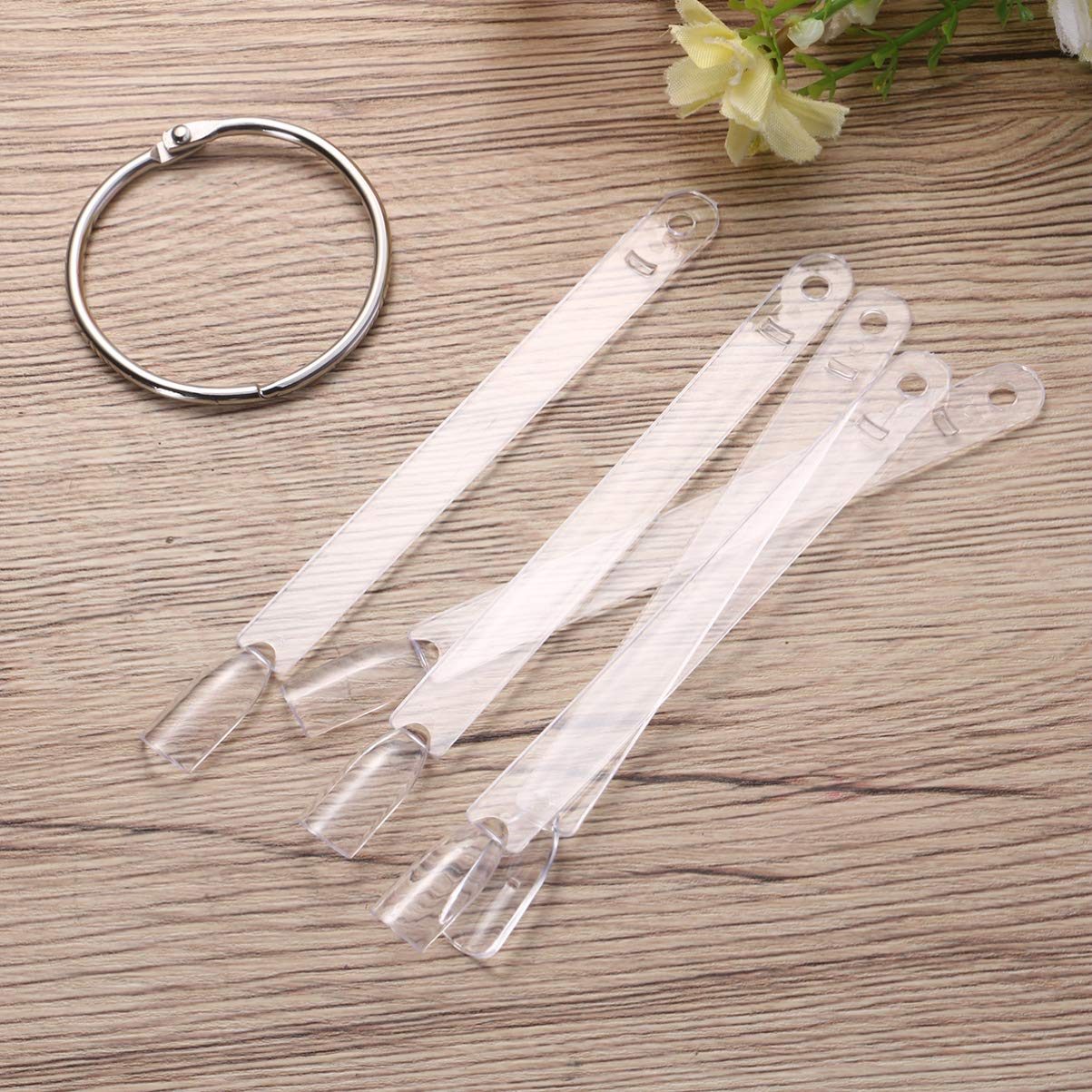 50pcs Clear Fan-Shaped False Nail Tips - Minkissy Nail Art Display Stand with Metal Ring for Salon & Practice | Perfect for Nail Polish Showcase, Manicure Training & Retail Display