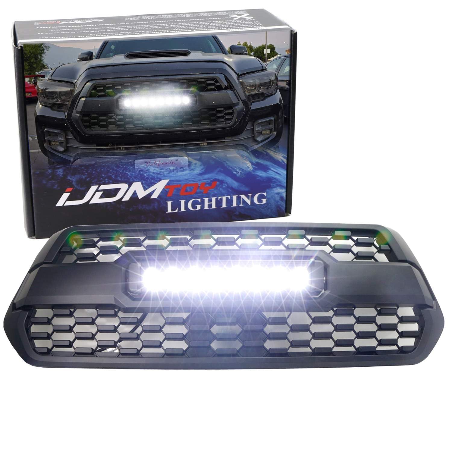 iJDMTOY 80W LED Light Bar Kit for 2016-2023 Toyota Tacoma - High Power Off-Road Lighting with TRD Grill Mount Brackets & Wiring Harness - Perfect for Night Driving, Camping, and Off-Road Adventures