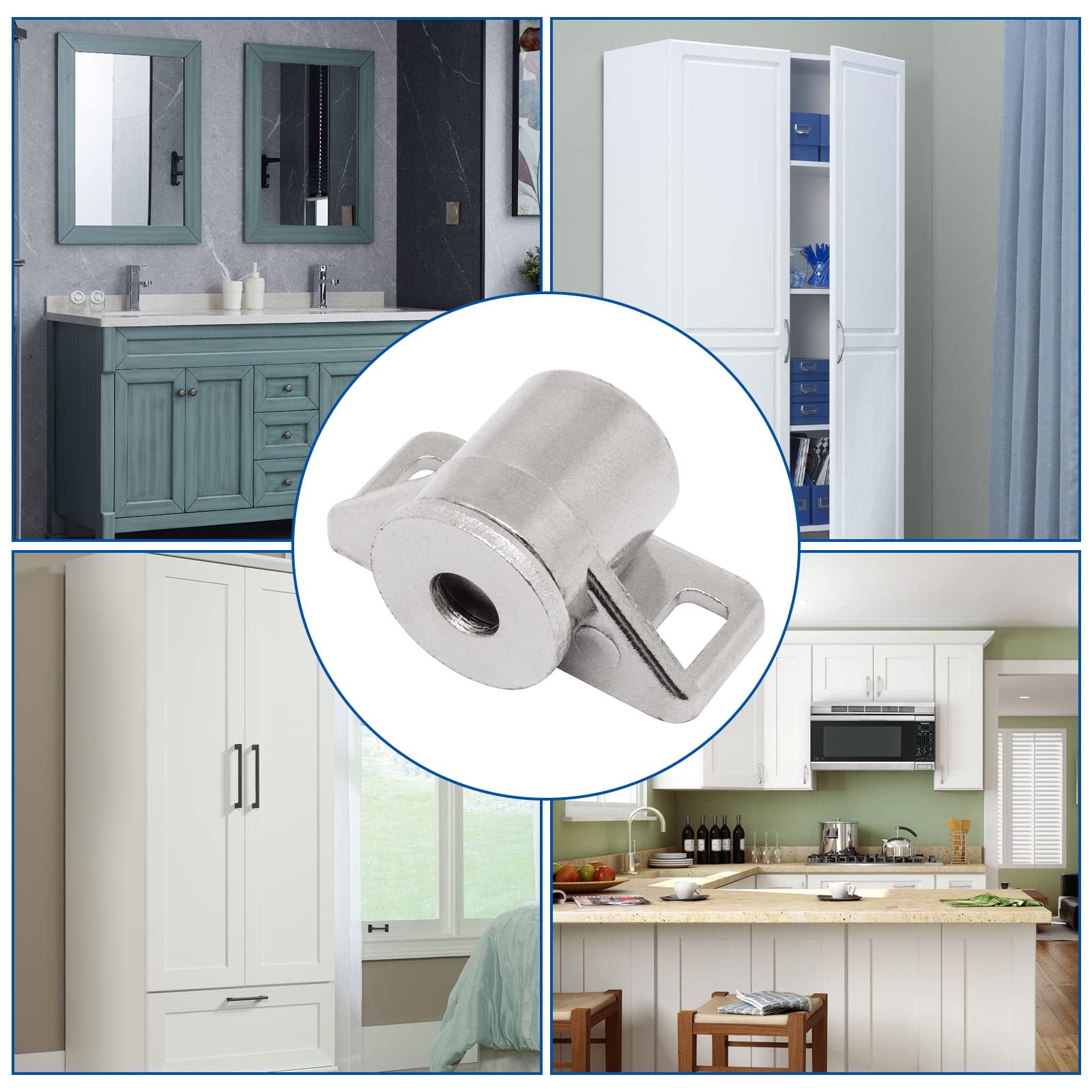 6 Pack Cabinet Door Magnets - Strong Magnetic Door Catch & Drawer Locks for Kitchen Cupboards, Closets & Cabinets - Keep Doors Securely Closed (Silver) - Perfect for Child Safety & Home Organization