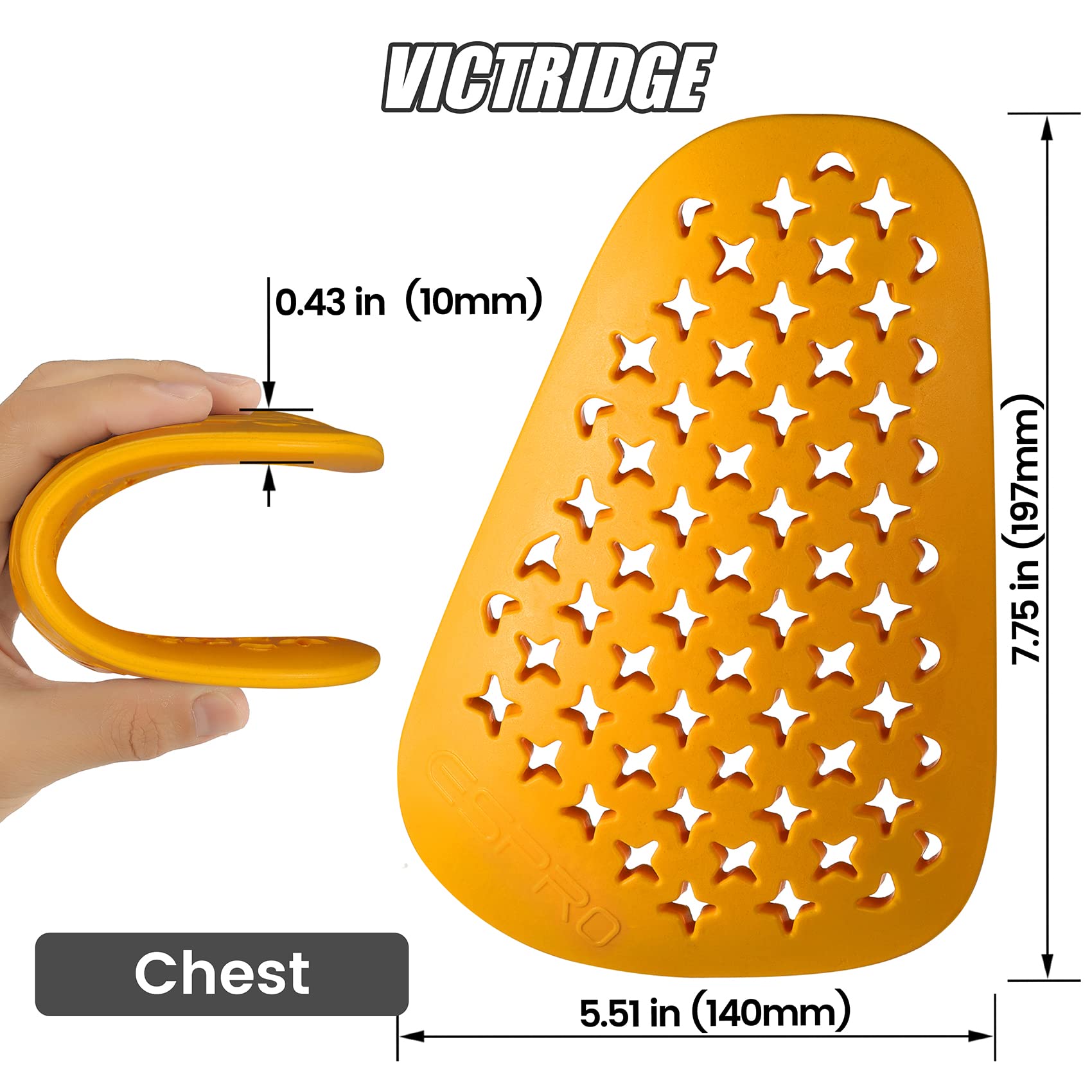 CE Certified Motorcycle Chest Protector Armor with Low Temperature Resistance (-22℉/-30℃) - Yellow Chest Pad for Off-Road Riding & Winter Motorcycling