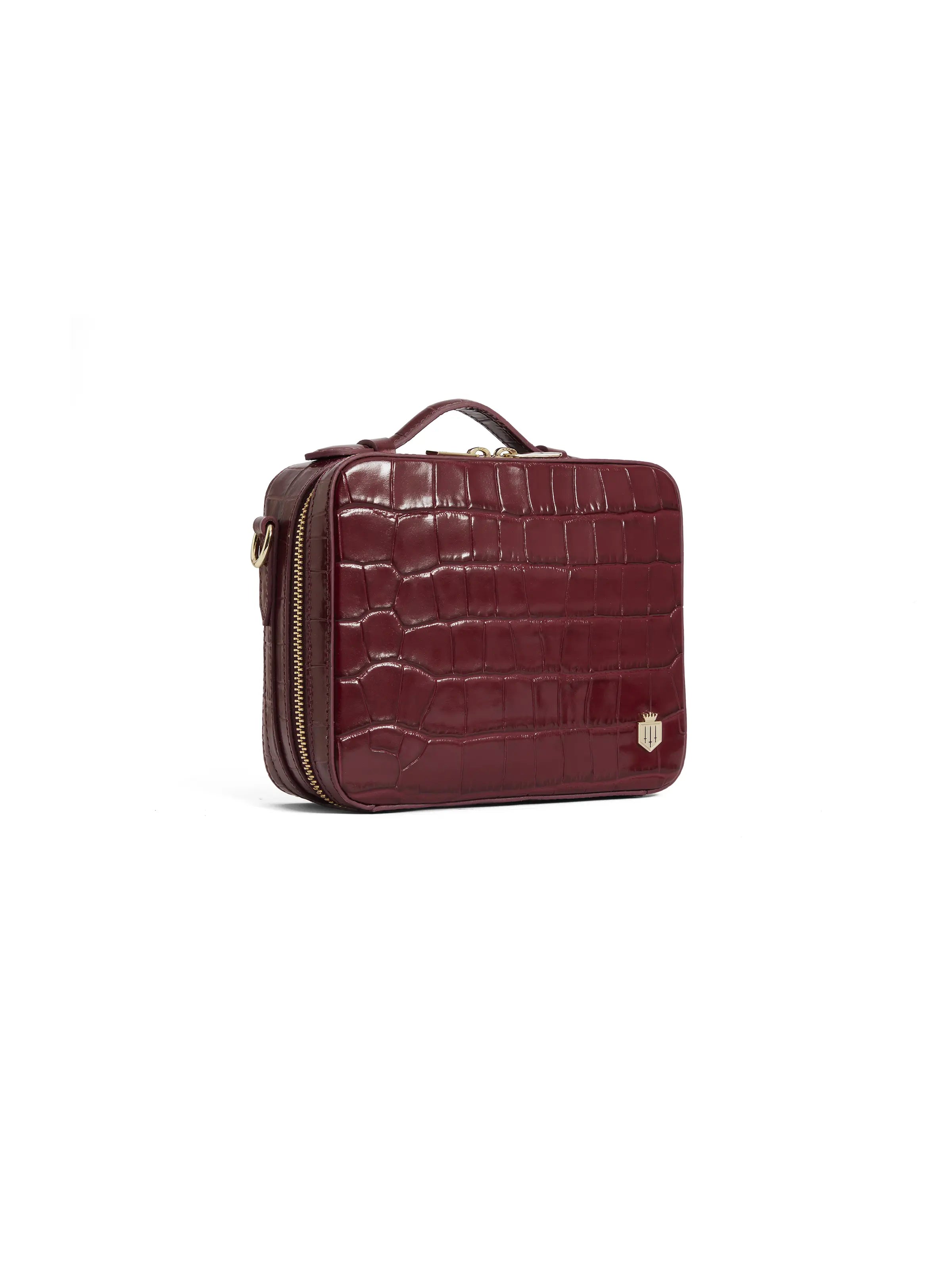 Buckingham Ruby Croc Print Leather Handbag - Limited Edition Luxury Women's Purse for Work, Travel & Evening Events