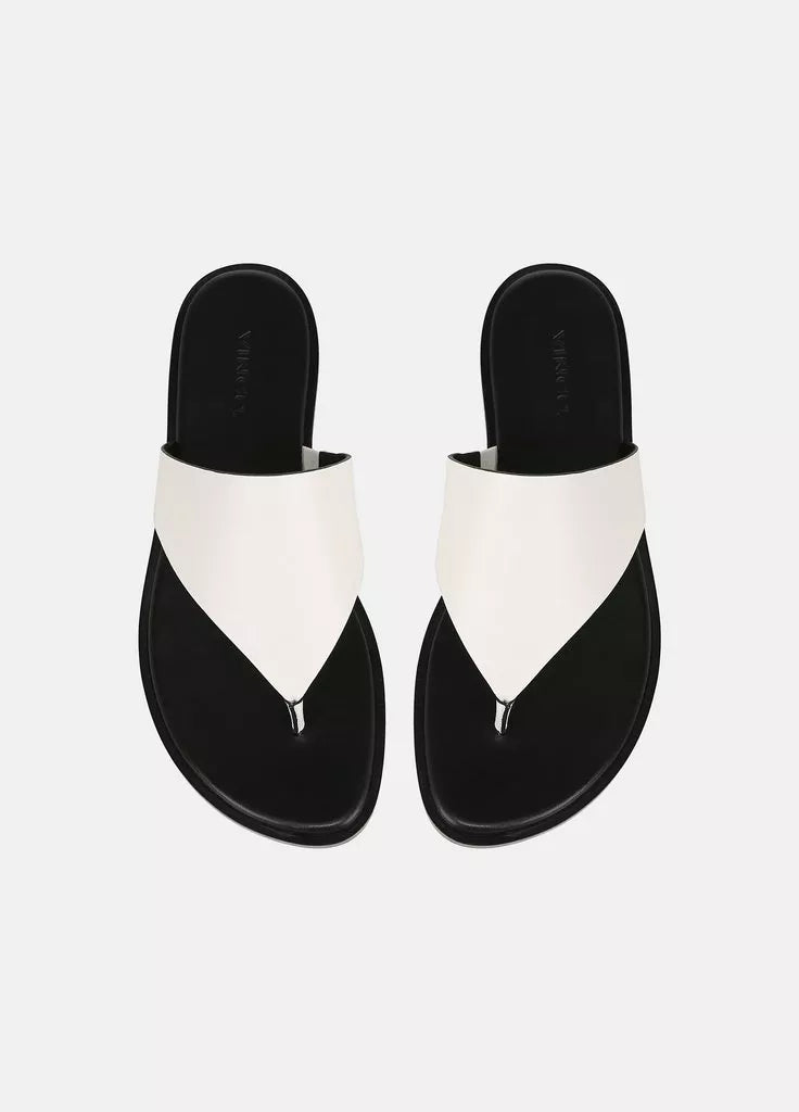 Ellis Leather Thong Sandals for Women - Comfortable Milk Color Flip Flops for Beach, Pool & Summer Outfits