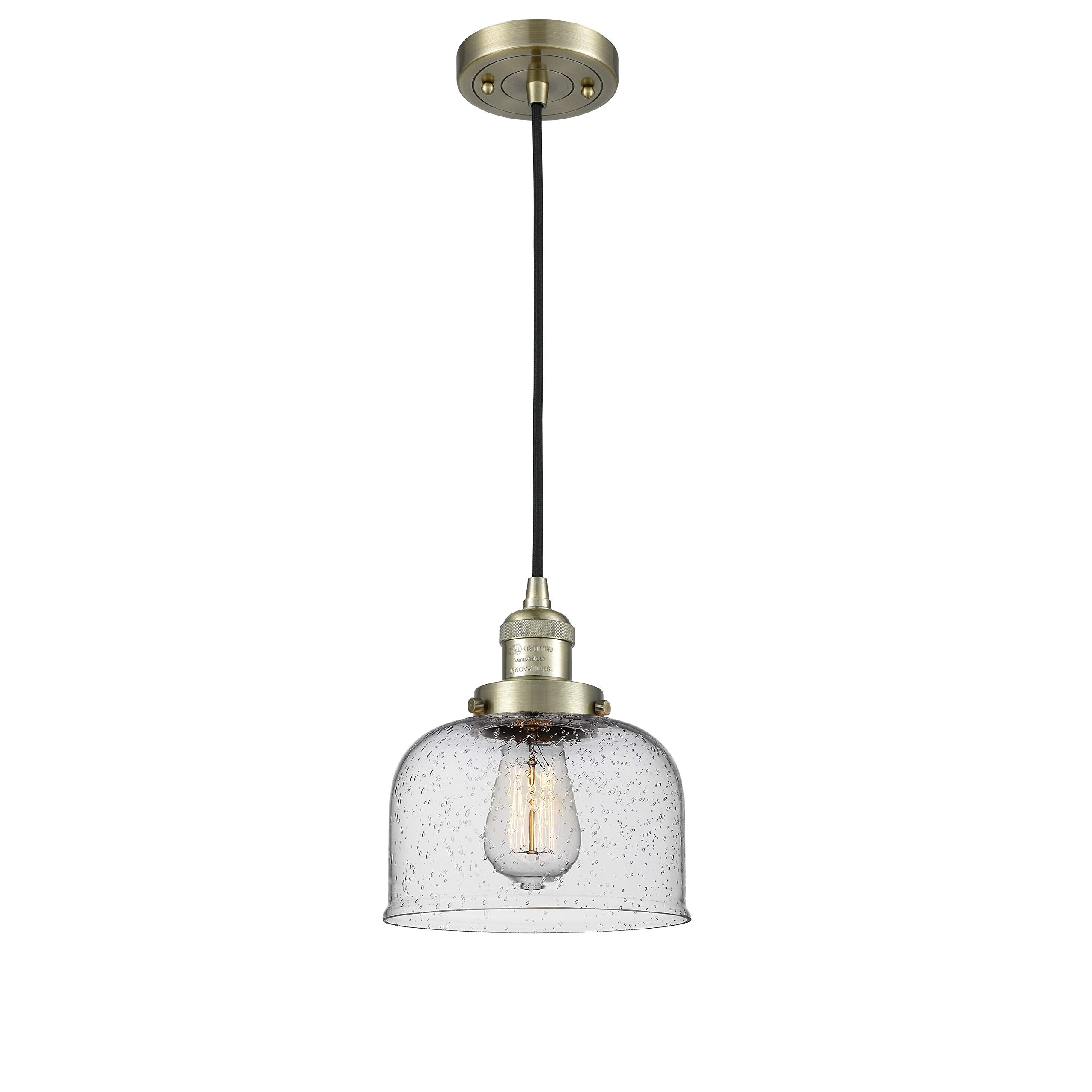 Innovations 201C-AB-G71-LED 1-Light Vintage Dimmable LED Mini Pendant Light Fixture in Antique Brass - Perfect for Kitchen Island, Dining Room, or Bar Counter Lighting
