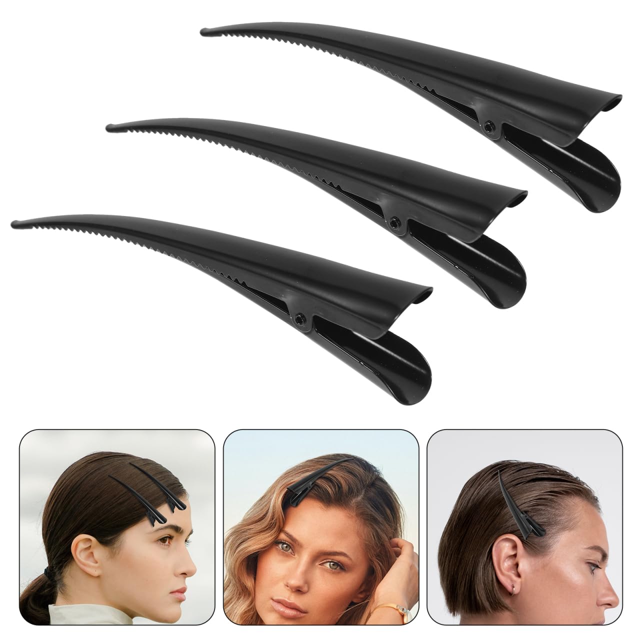 KALLORY 3pcs Alligator Hair Clips for Women - Metal Hair Barrettes for Girls, Styling & Party