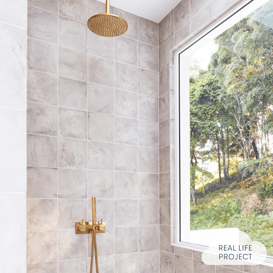 Premium White Encaustic Look Square Tile for Bathroom & Kitchen Flooring - Waterproof Ceramic Mosaic Tile for Coastal & Beach House Decor