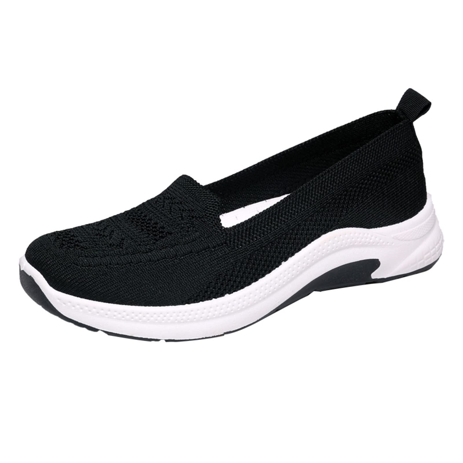 Women's Breathable Woven Mesh Slip-On Sneakers - Lightweight Casual Walking Shoes for Tennis, Travel & Everyday Wear
