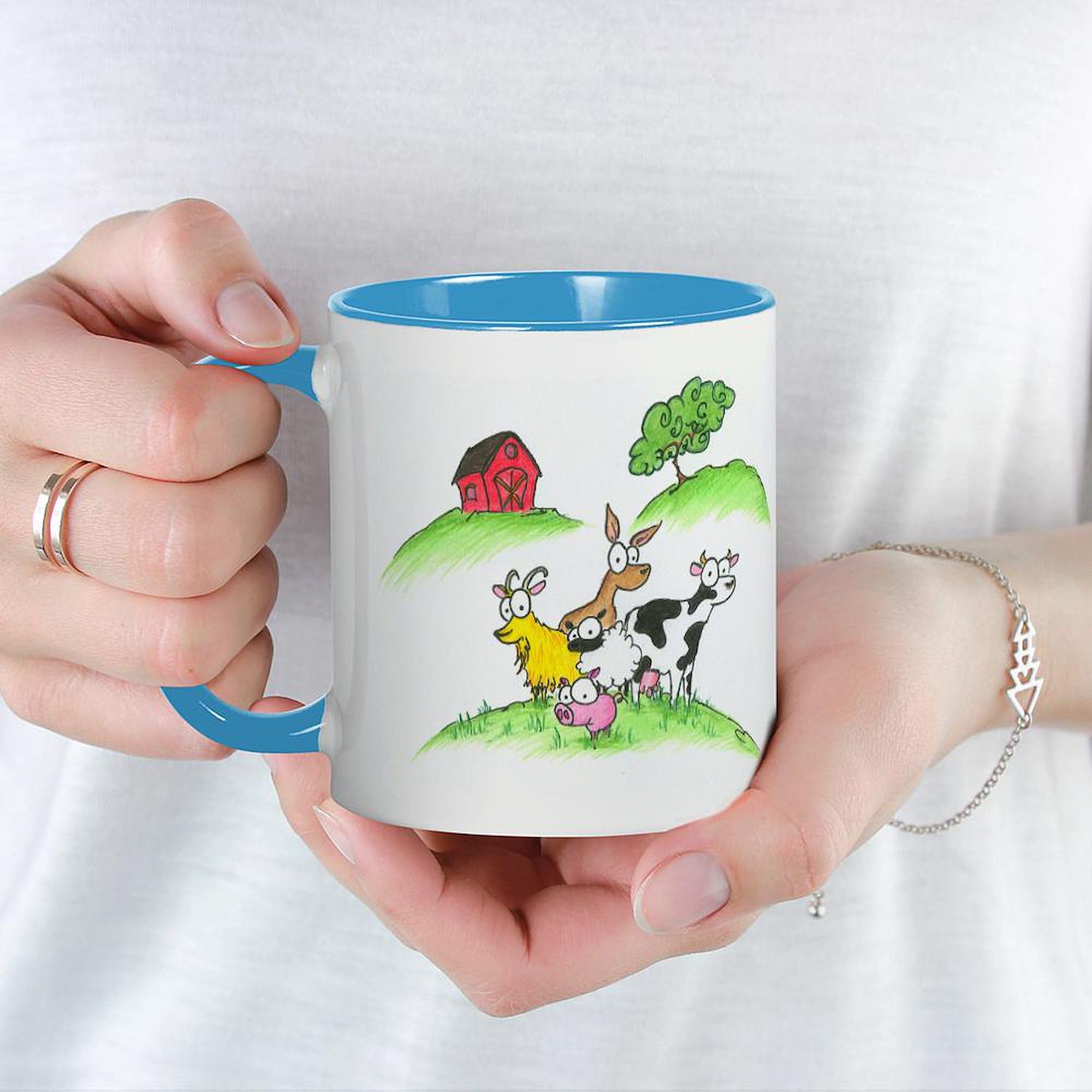 Farm Animals Ceramic Coffee Mug 11 oz (325 ml) - Funny Cow Pig Chicken Design - Perfect for Farmers, Animal Lovers & Coffee Enthusiasts - Great for Home, Office or Gift Giving
