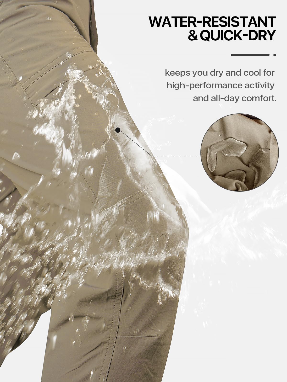 FREE SOLDIER Men's Tactical Hiking Pants - Lightweight Waterproof Quick-Dry Outdoor Cargo Pants with Belt, Nylon Spandex Blend - Perfect for Camping, Hiking & Adventure Travel