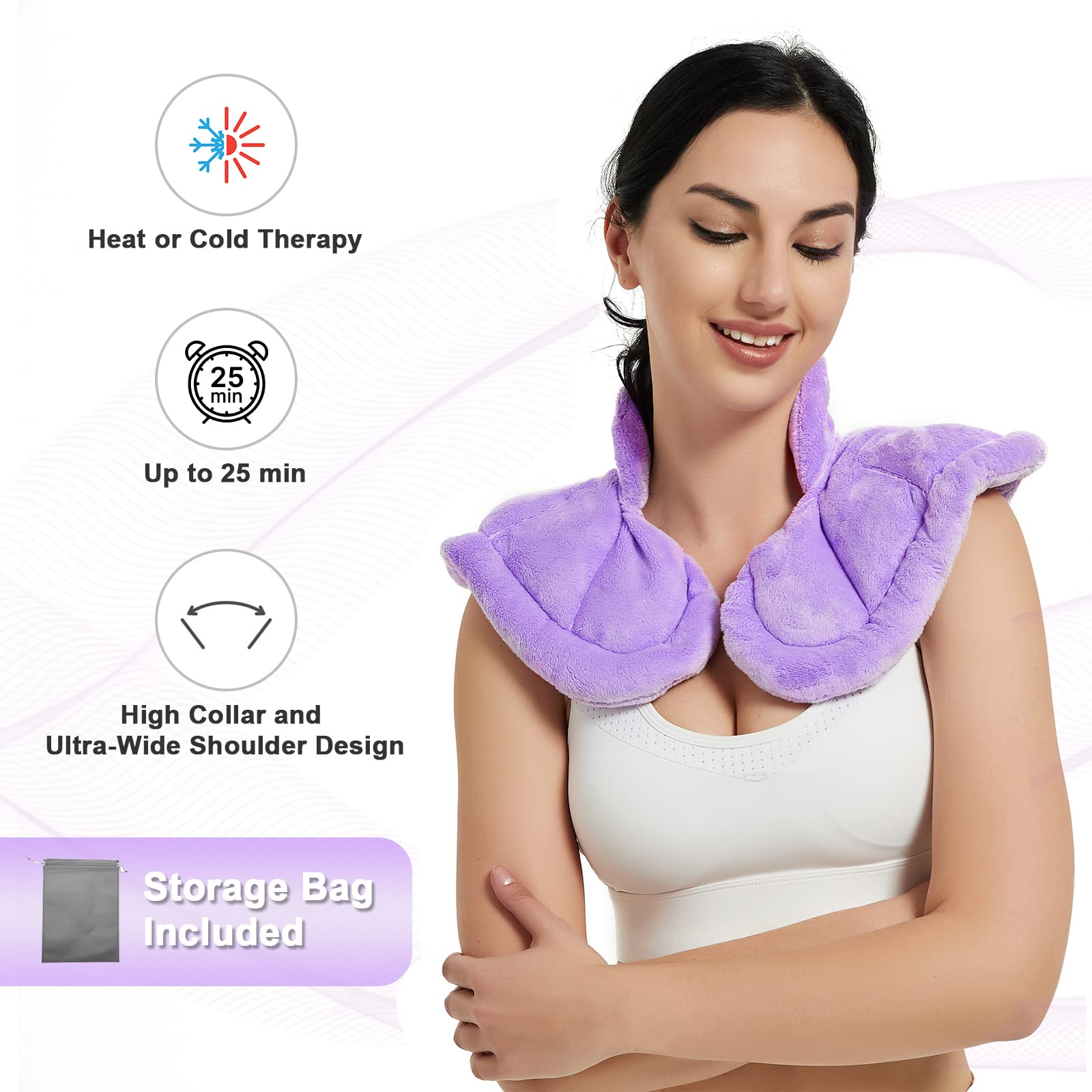 Microwave Neck and Shoulder Heating Pad - Soothing Pain Relief Wrap for Neck, Shoulder & Back Pain - Perfect for Relaxation at Home, Office or Travel
