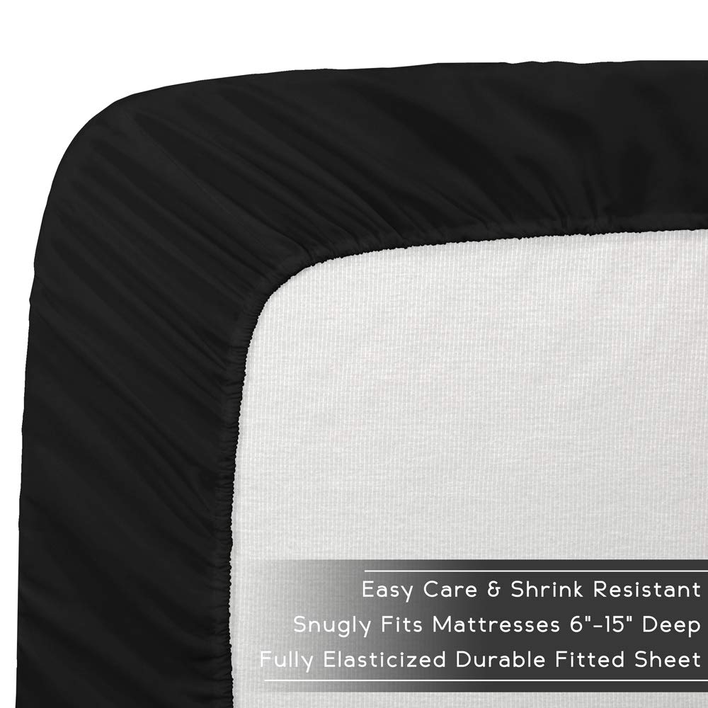Bare Home Split King Comforter Set + Sheet Set + Bed Skirt - Ultra-Soft Brushed Microfiber Bedding Collection (Red Comforter, Black Sheets & Bed Skirt) for Master Bedroom, Guest Room & Luxury Hotel Style