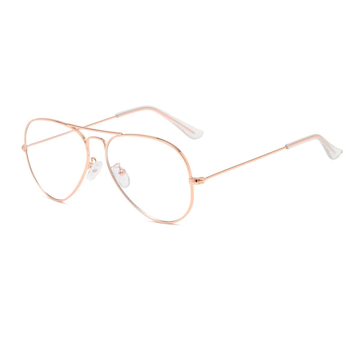Junsika Blue Light Blocking Glasses for Women & Men - Classic Aviator Style Computer Glasses with Clear Lens & Metal Frame - Reduce Eye Strain for Gaming, Office Work & Screen Use