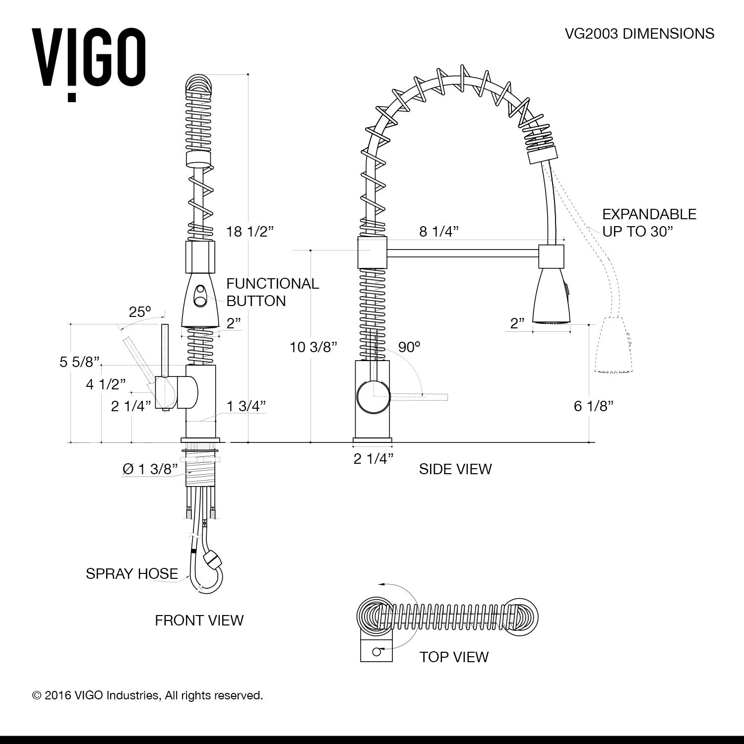 VIGO Brant 19-Inch Stainless Steel Single Handle Pull-Down Sprayer Kitchen Faucet with Soap Dispenser - VG02003STK2 | Modern Sink Faucet for Home & Restaurant Kitchens