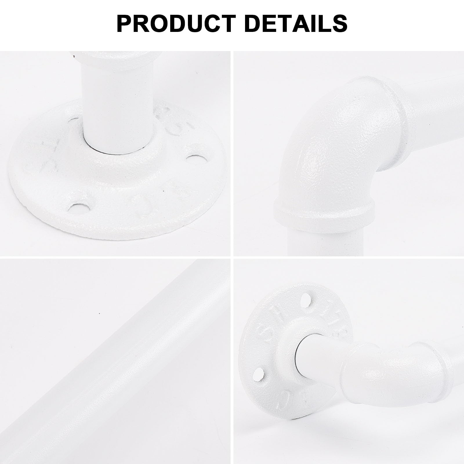 Jeasor Heavy Duty Industrial Pipe Towel Rack - Rustic Farmhouse Wall Mounted Bathroom Towel Holder - White 16 Inch - Perfect for Vintage Style Bathrooms & Laundry Rooms