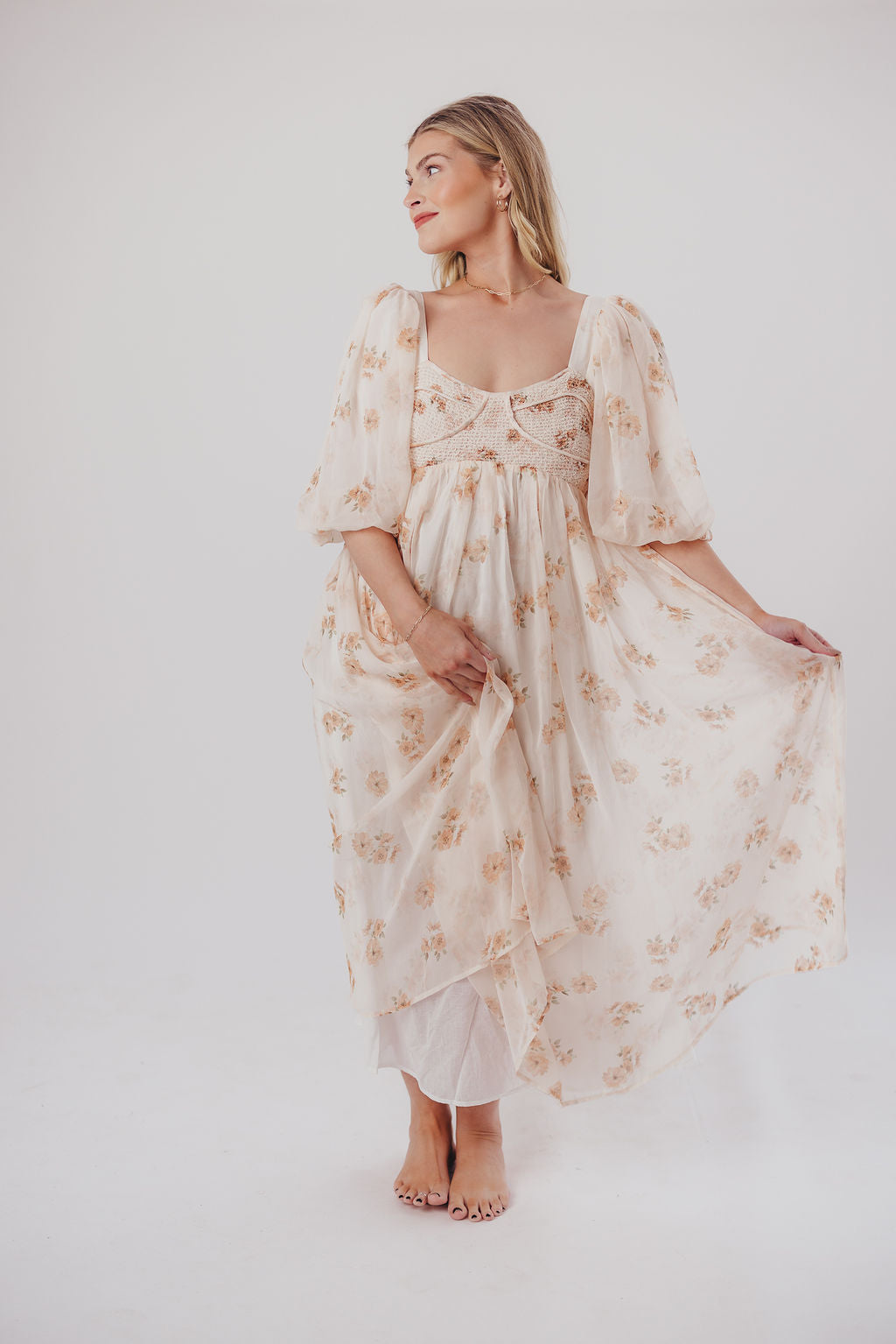 Harlow Maxi Dress in Taupe Floral - Bump Friendly Maternity Dress with Inclusive Sizing (S-3XL) | Perfect for Pregnancy, Beach Vacations & Special Occasions