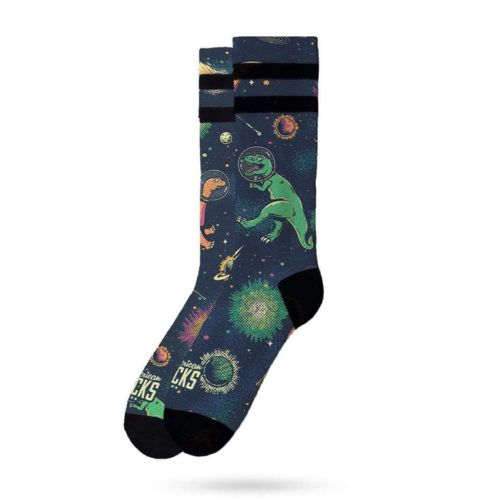American Socks Signature Space Dino Mid High Crew Socks - Fun Novelty Socks for Men & Women - Perfect for Cosplay, Gifts, and Everyday Wear