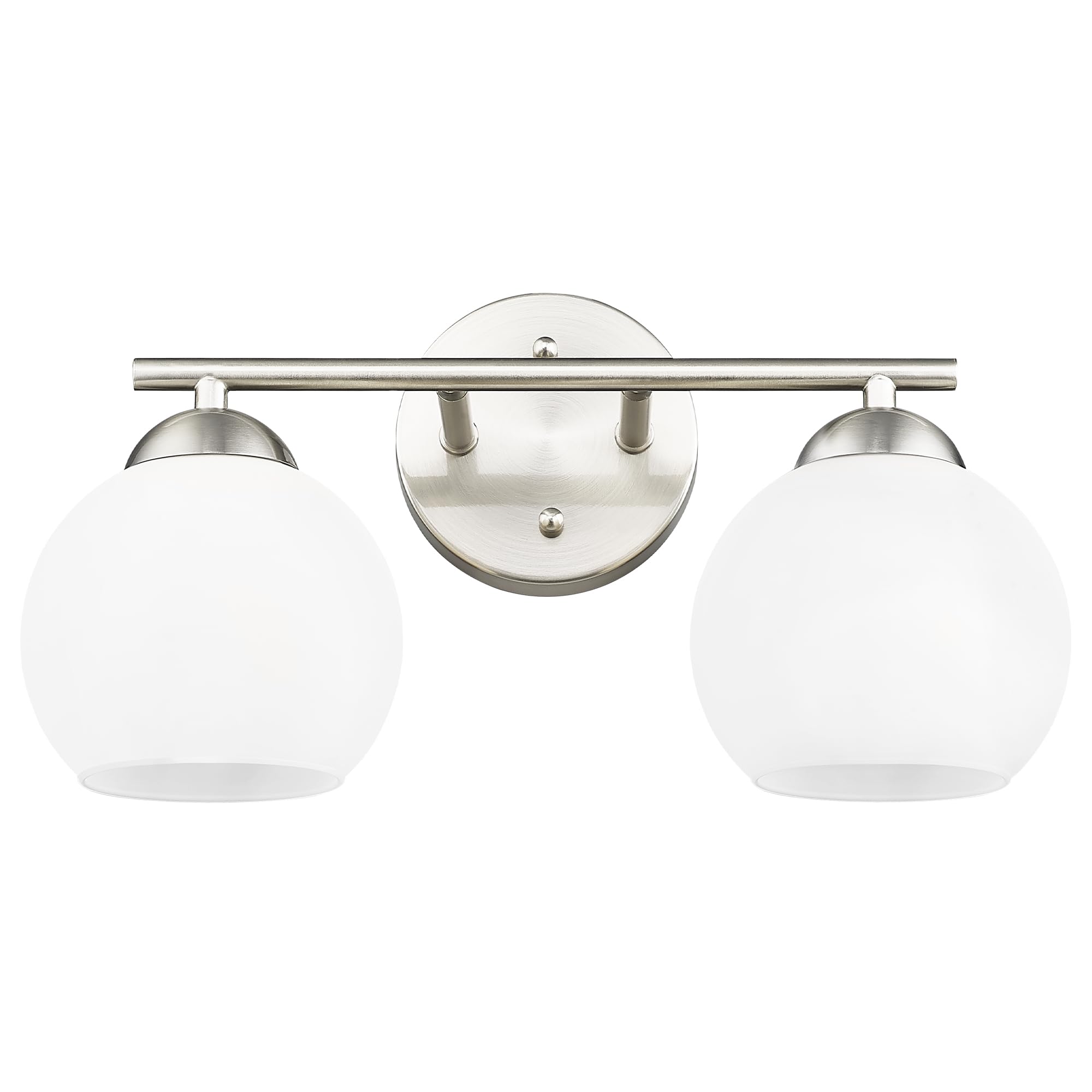 Emak Modern Globe Vanity Lights - Brushed Nickel Bathroom Light Fixtures with Milk Glass Shade, 2-Light Bathroom Vanity Lighting for Bathroom, Bedroom & Dressing Room Makeup Area
