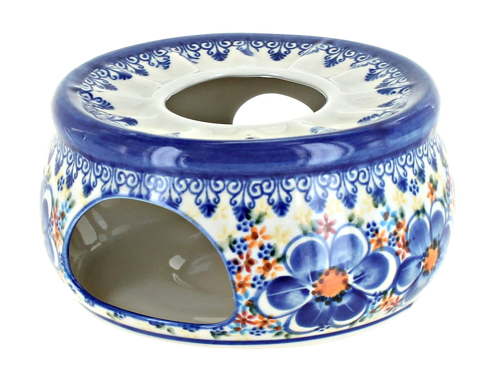 Blue Rose Polish Pottery Blue Dahlia Teapot Warmer - Handmade Ceramic Tea Warmer for Home, Kitchen & Gift - Perfect for Afternoon Tea, Cozy Gatherings & Holiday Decor