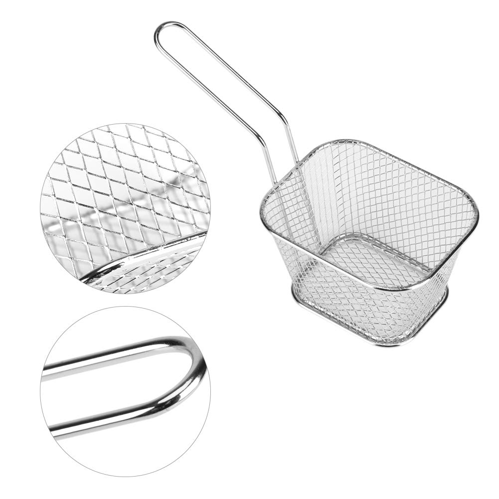 Stainless Steel Fryer Basket for Chips, Fries, Shrimps & Onion Rings - 1PC Commercial Deep Fry Basket for Restaurants & Home Kitchens - Perfect for Frying, Serving & Draining Fried Foods