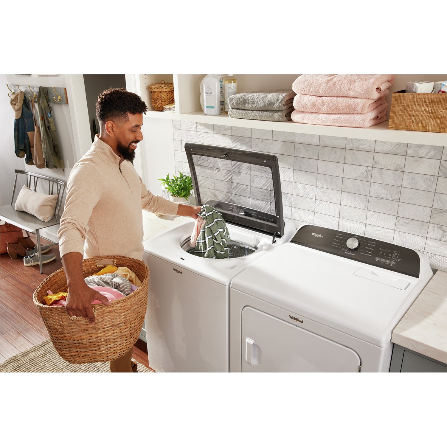 Whirlpool WTW6157PW 6.1 Cu Ft White Top Load Washing Machine - Large Capacity Laundry Washer for Family Homes & Apartments