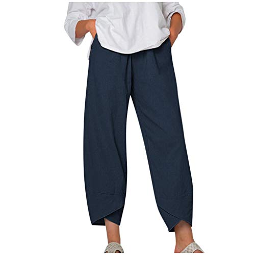 Aniwood Women's Casual Summer Capri Pants - High Waist Wide Leg Yoga Crop Pants with Pockets for Golf, Travel & Everyday Wear