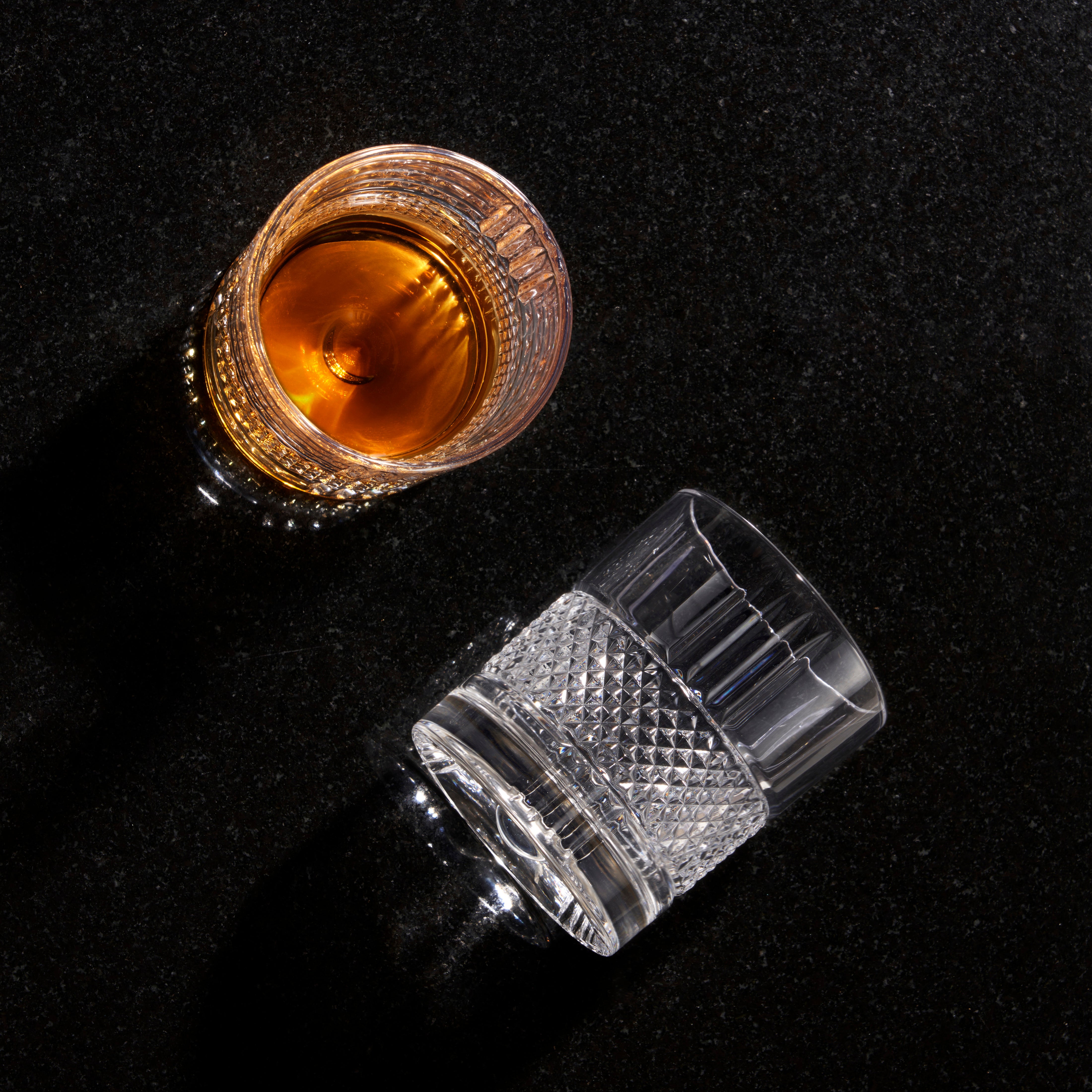 Revolve Crystal Whiskey Glasses Set of 4 - Elegant Lead-Free Rocks Glasses for Scotch, Bourbon & Cocktails - Perfect for Home Bar, Gifts & Entertaining