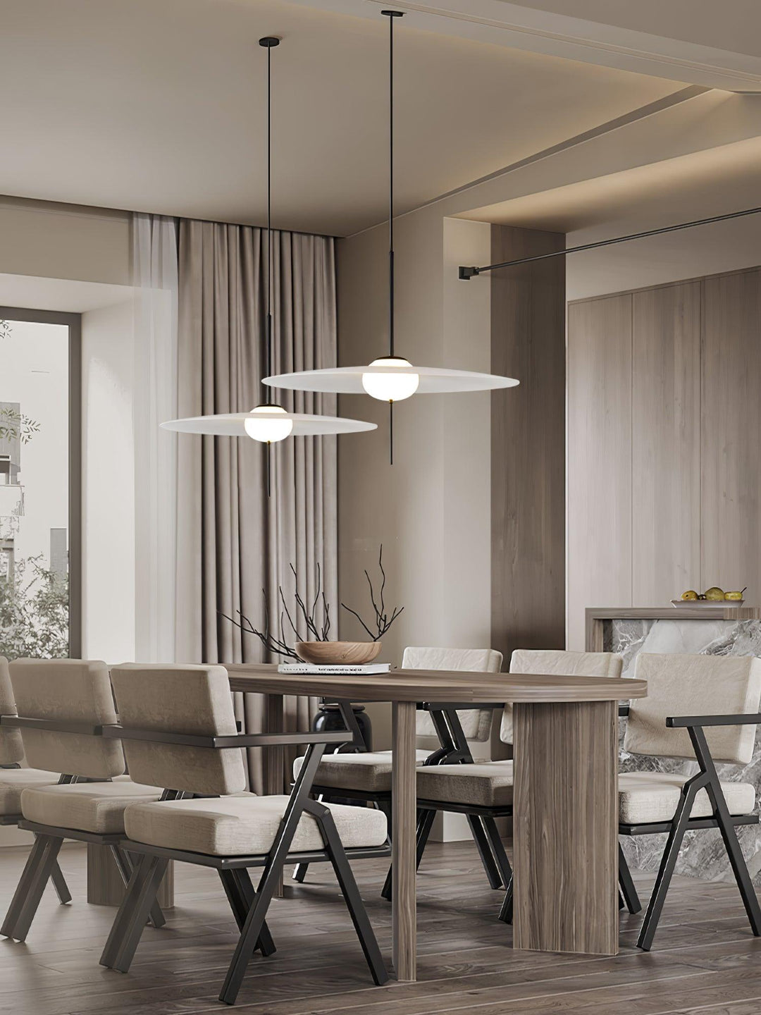Modern Mono Pendant Light - Sleek Minimalist Hanging Fixture for Kitchen Island, Dining Room & Bedroom Lighting - Adjustable Height & Dimmable LED Bulb Compatible