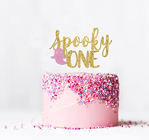 Spooky Halloween Ghost Cake Topper for 1st Birthday - Black & Silver Cardstock Decoration | First Birthday Party Decor, Baby Shower, Halloween Celebration