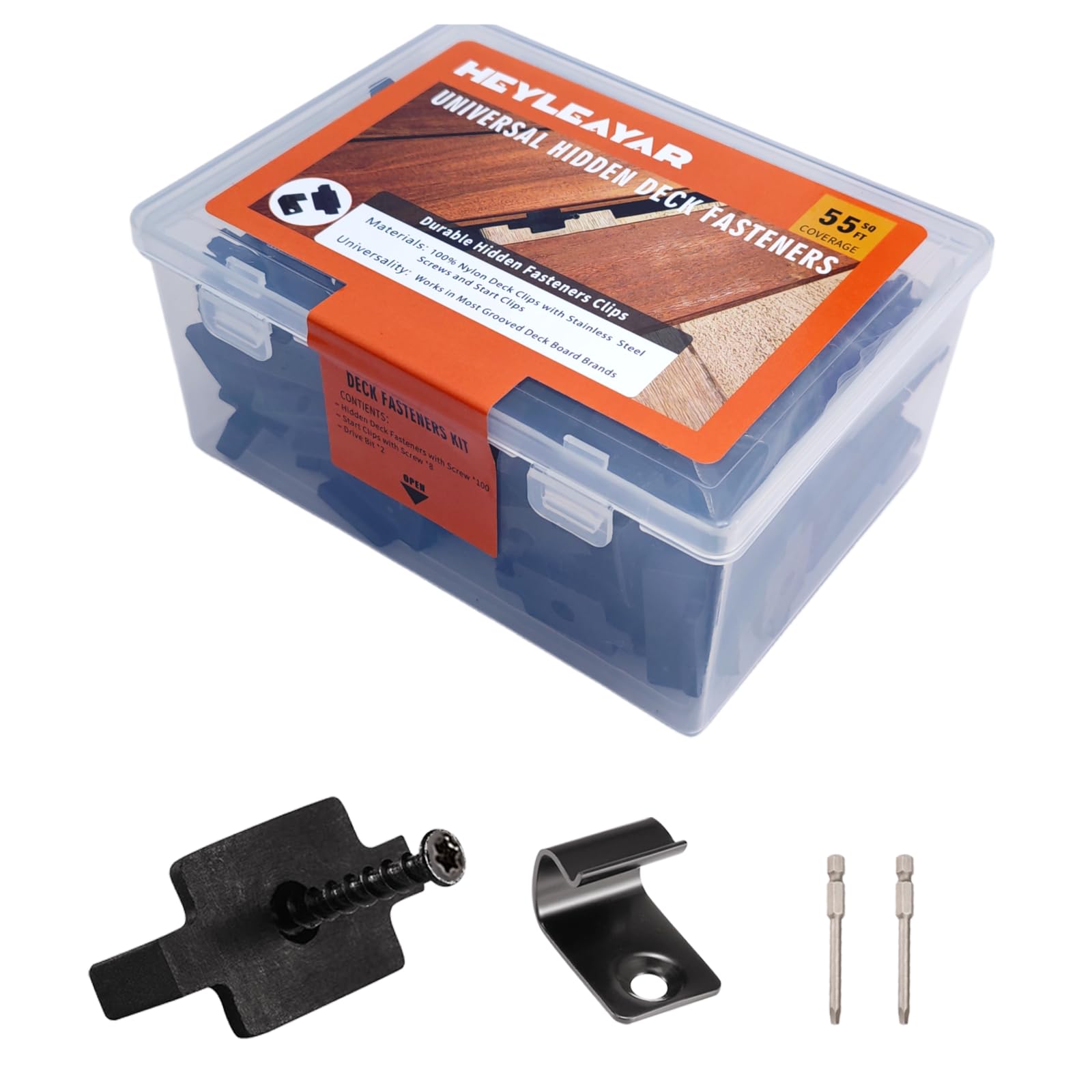**Universal 304 Stainless Steel Hidden Deck Fasteners & Composite Decking Clips Kit – 100 Plastic T Clips per Box (Covers 55 SQ.FT) – Ideal for Secure & Aesthetic Composite Decking Installation**    *(Use Case: Perfect for DIY deck projects, professional installations, and ensuring a clean, splinter-free surface for outdoor decks, patios, and poolside areas.)*