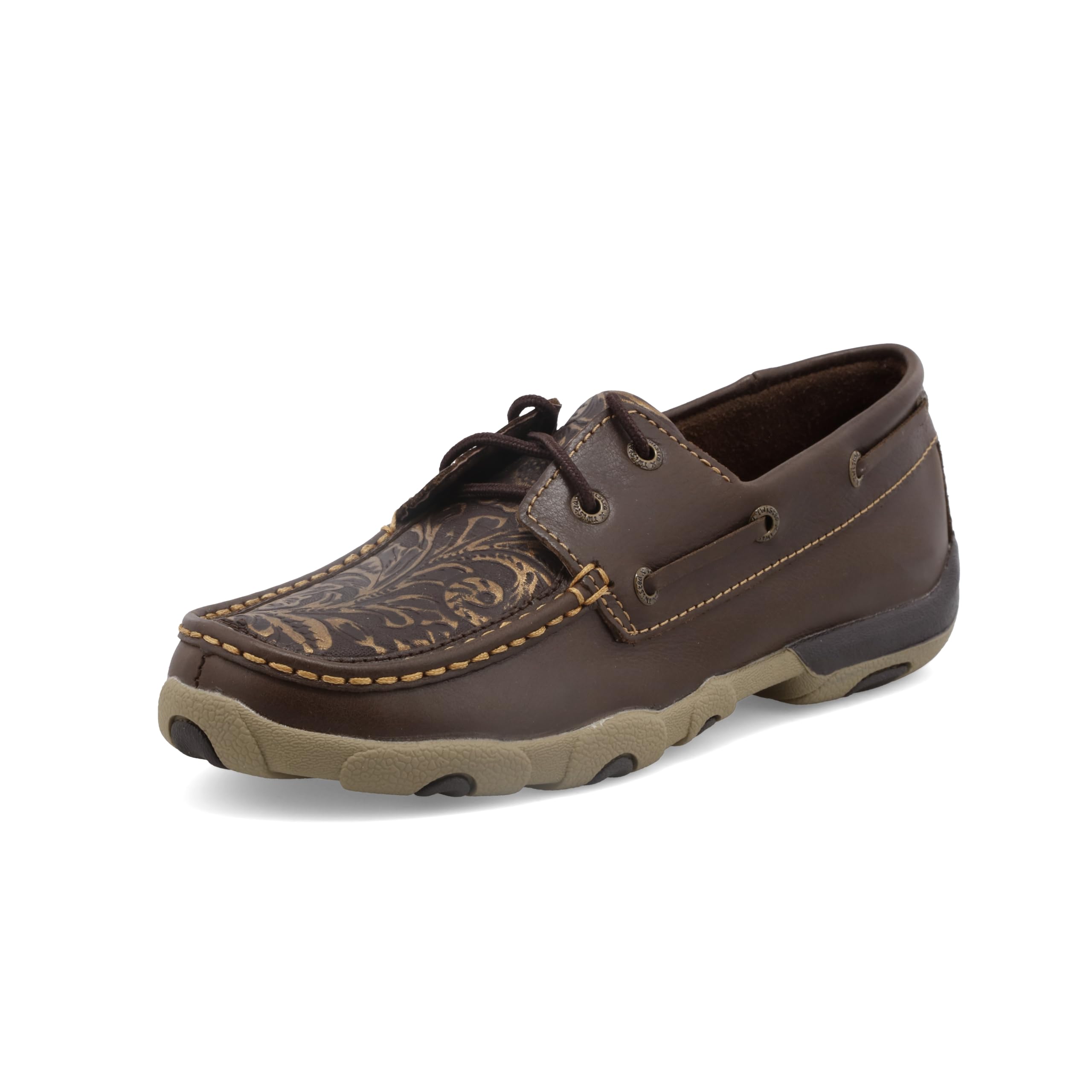 Twisted X Women's Comfortable Boat Shoe Driving Moc - Slip-Resistant Moc Toe Loafers for Casual Wear, Boating & Outdoor Activities