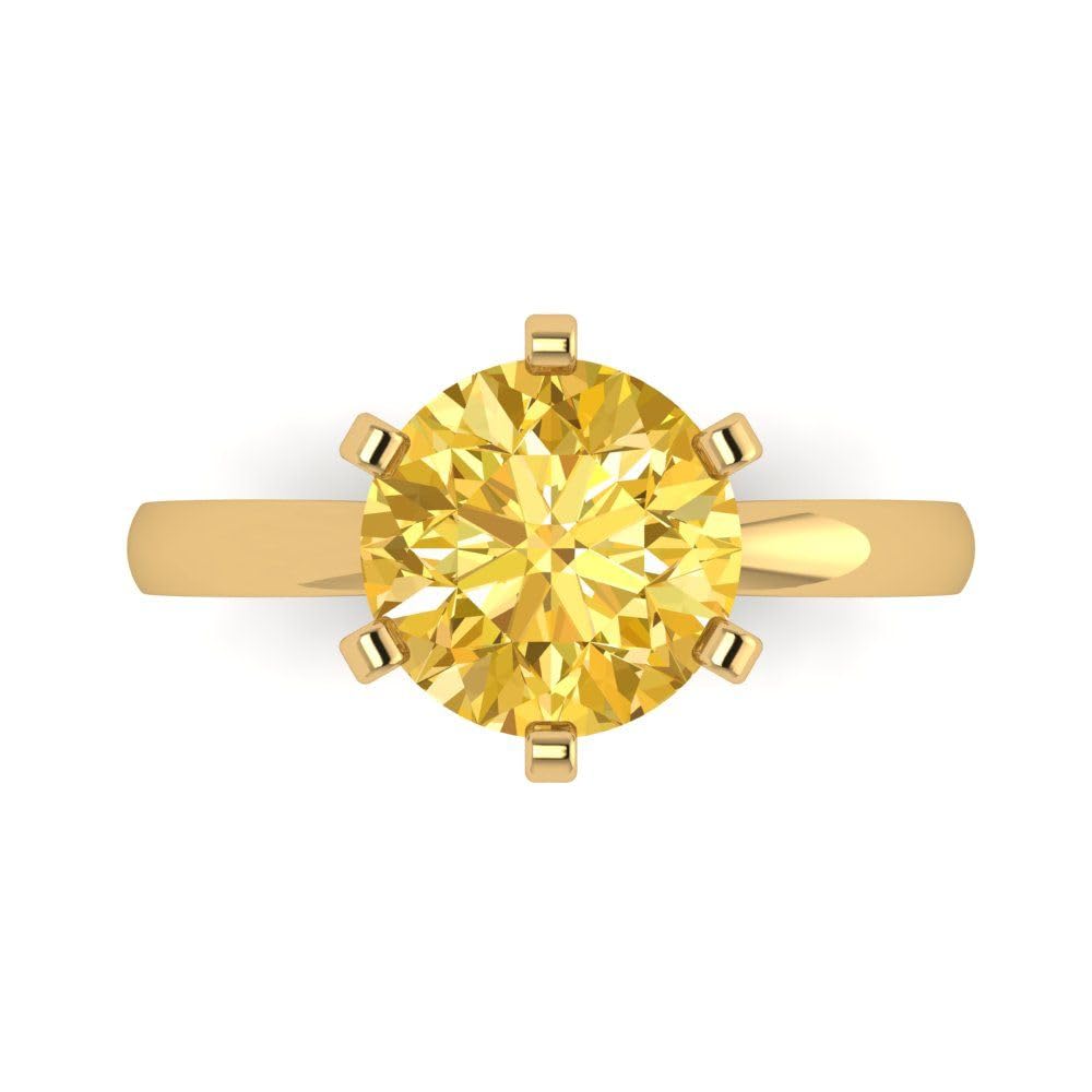 14k Yellow Gold Canary Yellow Simulated Diamond Ring for Bridal & Anniversary