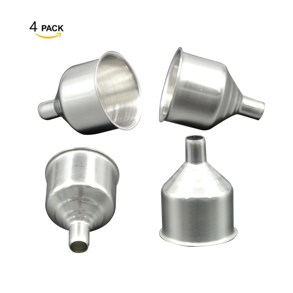 Premium Small Stainless Steel Funnel Set of 4 - Universal Kitchen Funnel for Liquids, Oils, Spices & Home Brewing - Durable Metal Funnel for Cooking, Baking, Canning & DIY Projects